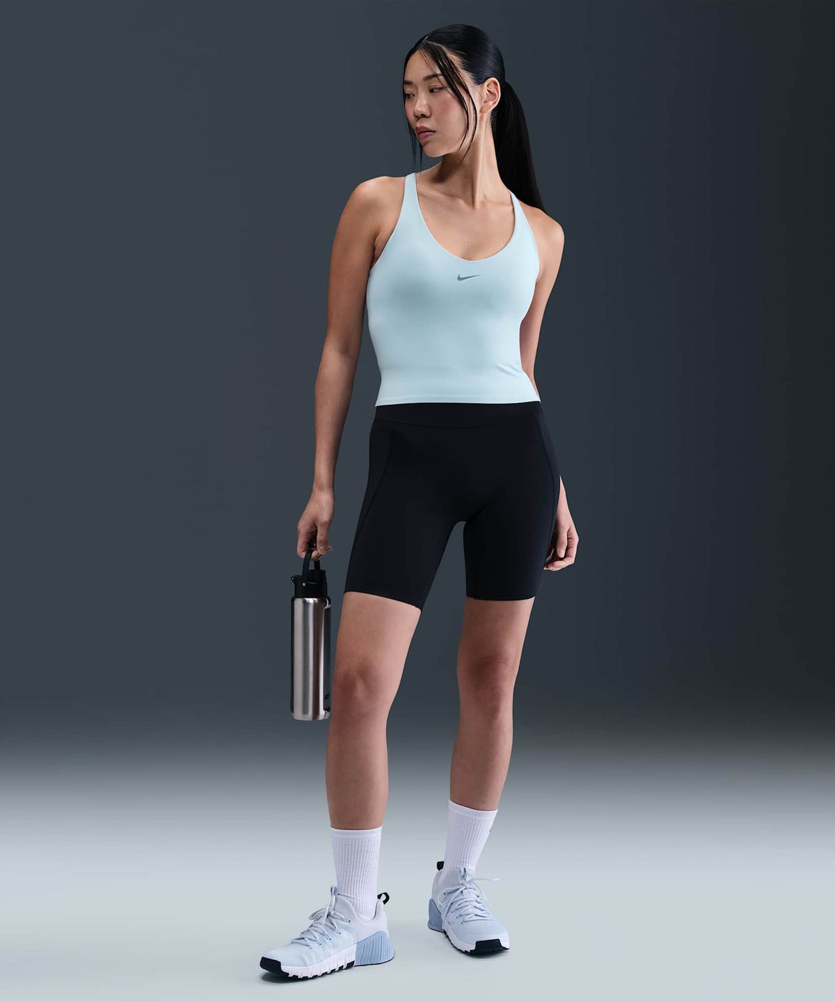 나이키(NIKE) 유니버사 미디엄 서포트 패드 스포츠 브라 탱크 W - 셀러스틴 블루:샴브레이:워크 블루 / IF0951-441