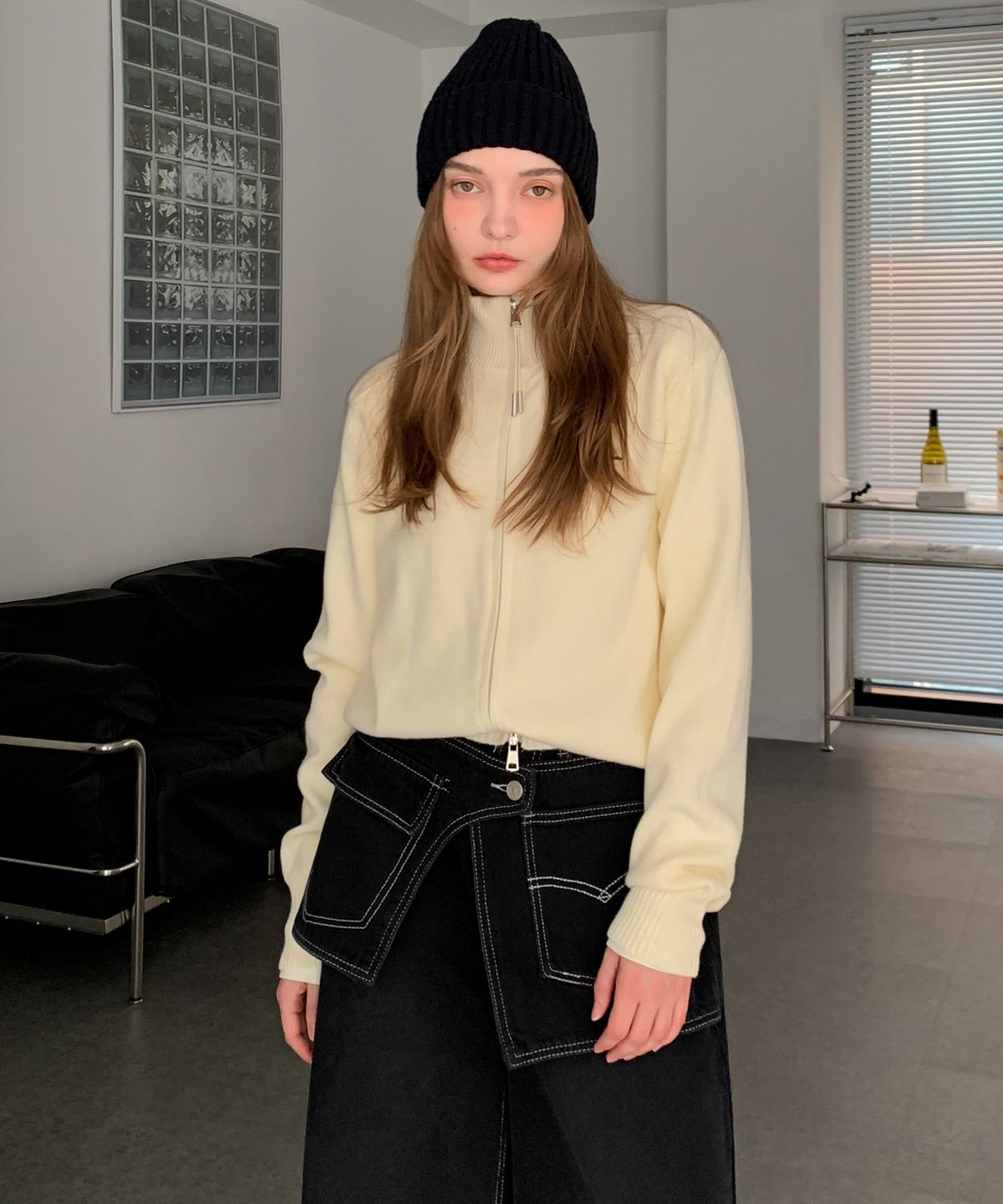 바스카라(VASCARA) Odd 2Way Zip-Up Cardigan (4colors)
