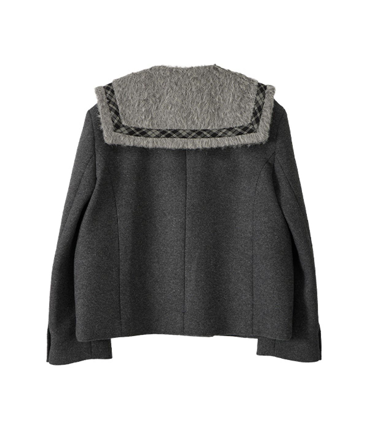 유쓰배쓰(YOUTHBATH) Fur Sailor Collar Wool Coat_Charcoal