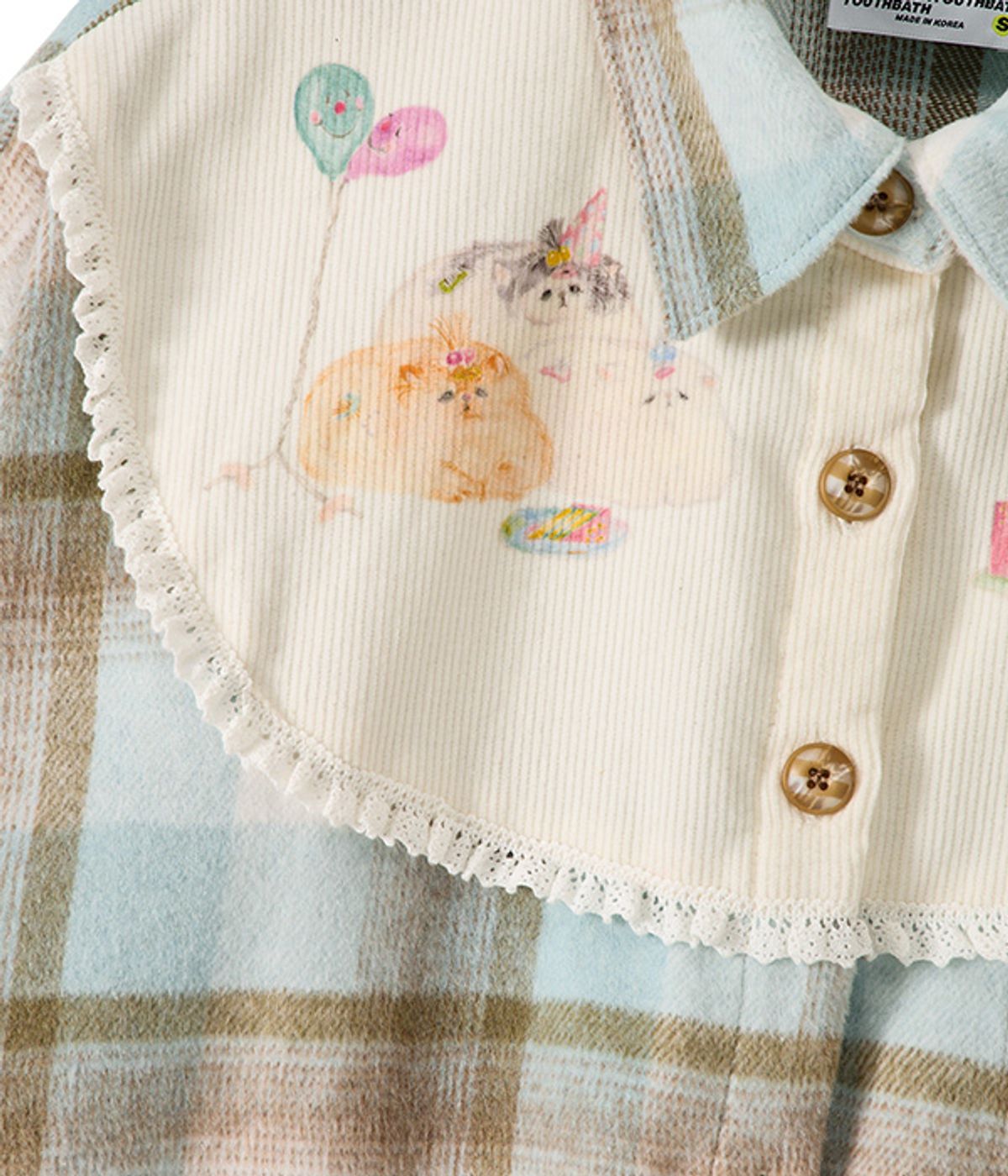 유쓰배쓰(YOUTHBATH) Bib Front Check Overshirt_Mint