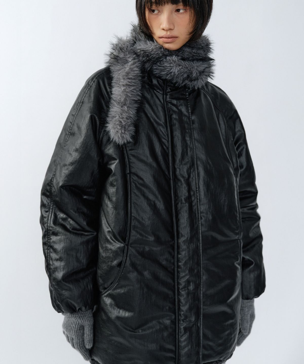이어닝(YEARNING) FUR LONG MUFFLER, SHADOW