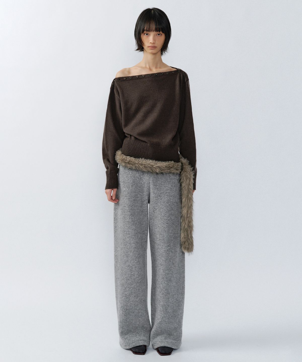 이어닝(YEARNING) FUR LONG MUFFLER, BEIGE