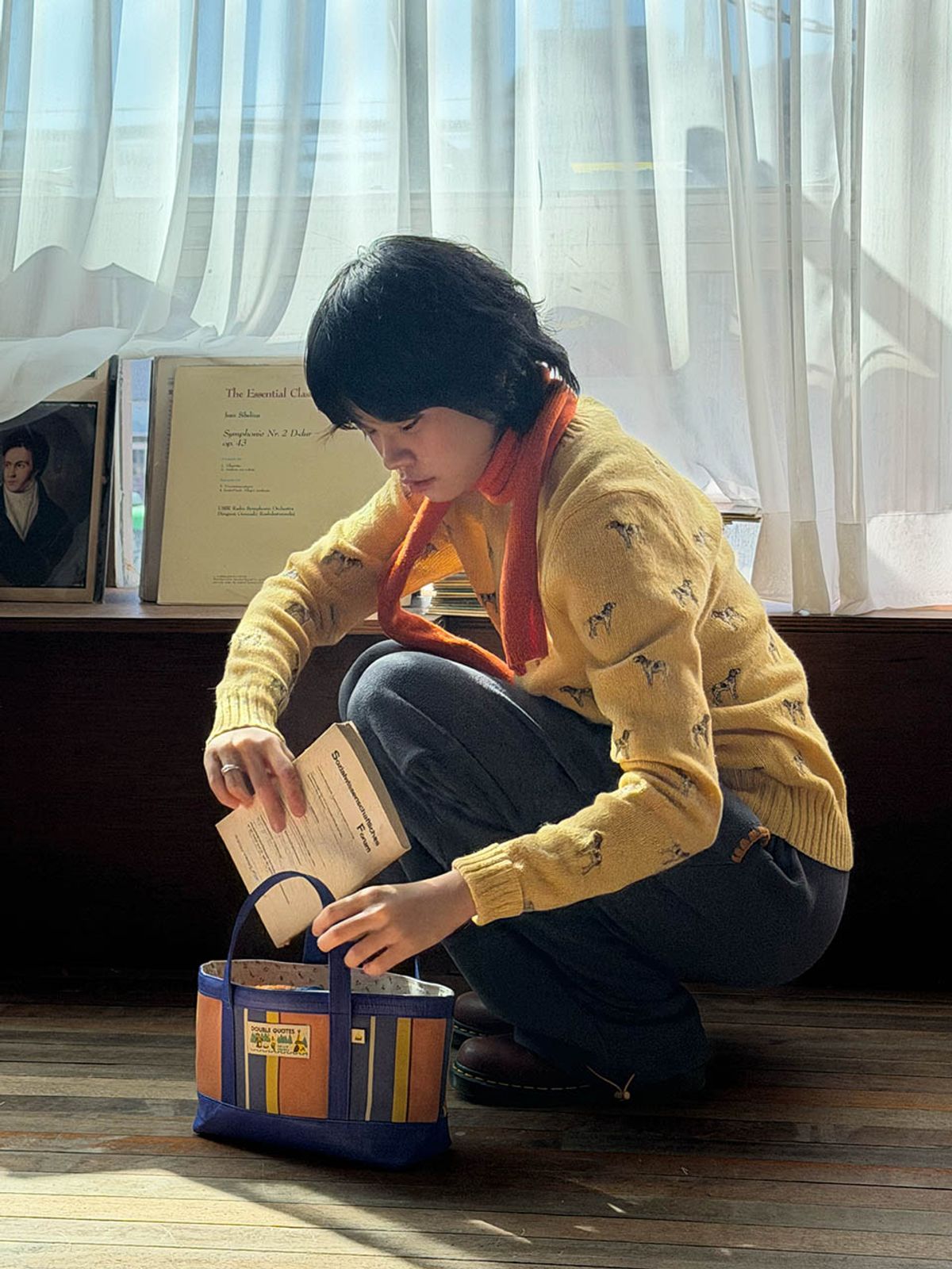 더블쿼츠(DOUBLE QUOTES) 독서가방 바다 (블루_)