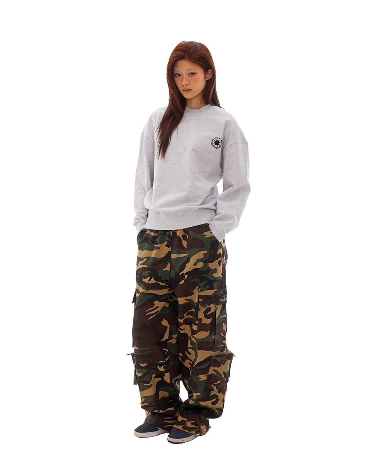 마이딥블루메모리즈(MY DEEP BLUE MEMORIES) (PT) MM WIDE MULTI CARGO PANTS(CAMO)