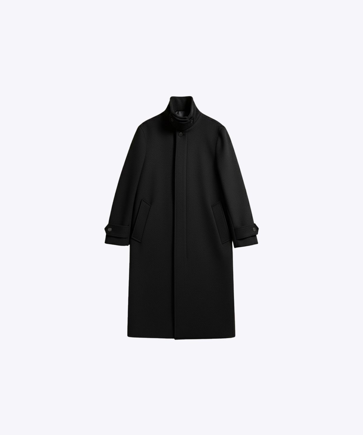 320쇼룸(320SHOWROOM) Wool Blend Balmacaan Long Coat Black