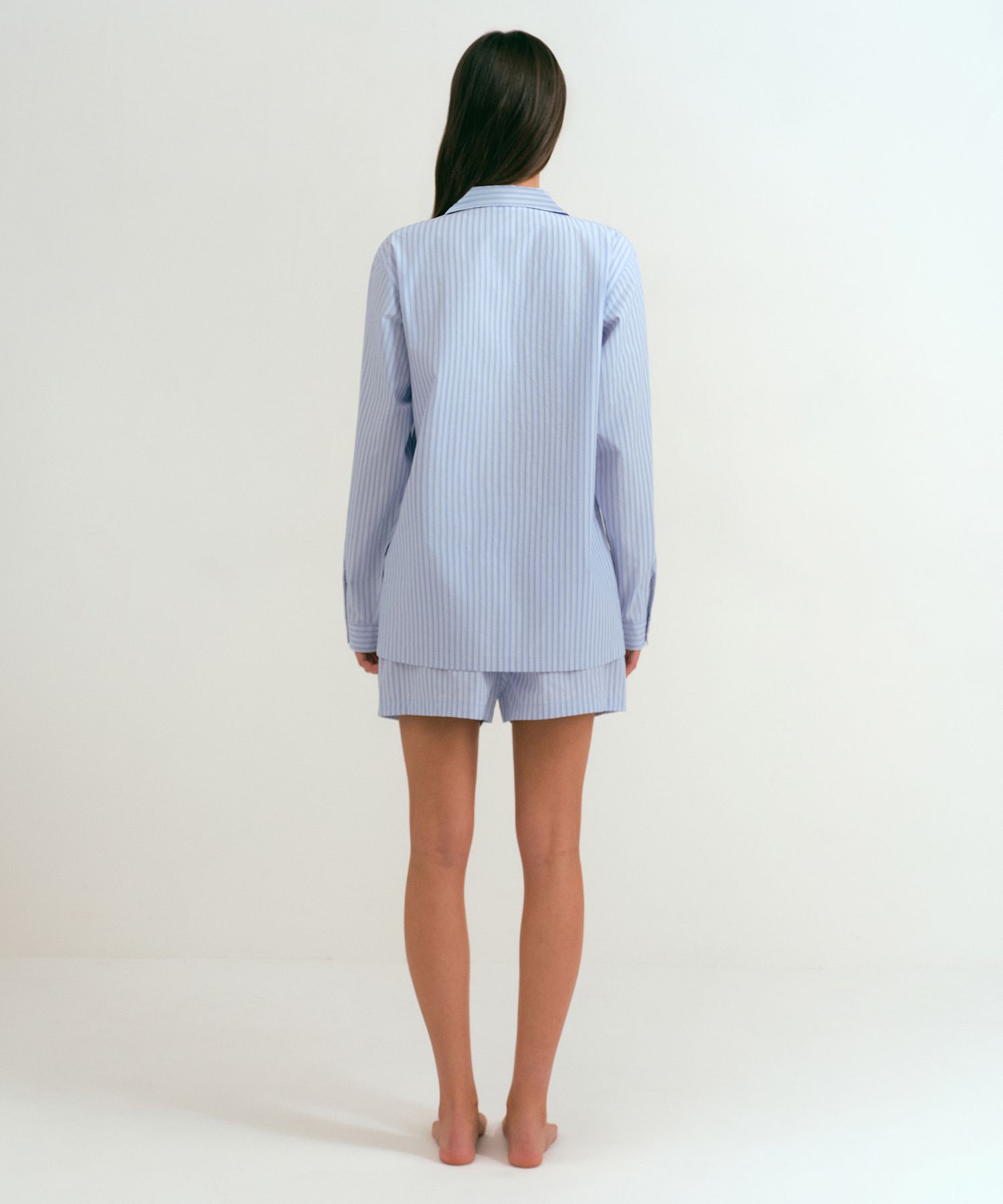 Womens Poplin Pajama Set [Blue] thumbnail 5