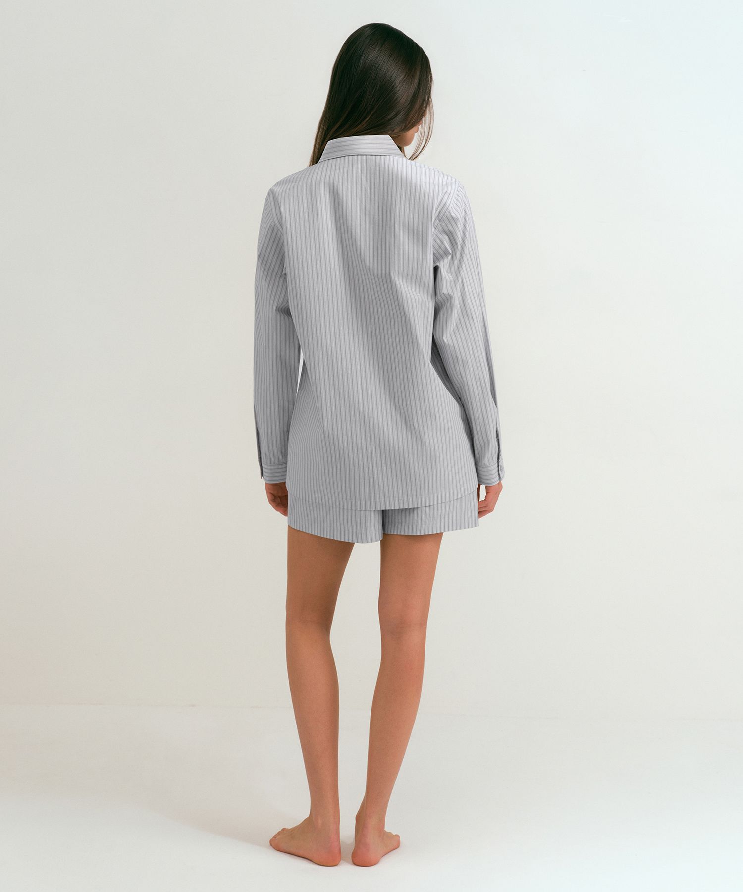Womens Poplin Pajama Set [Light Gray] thumbnail 5