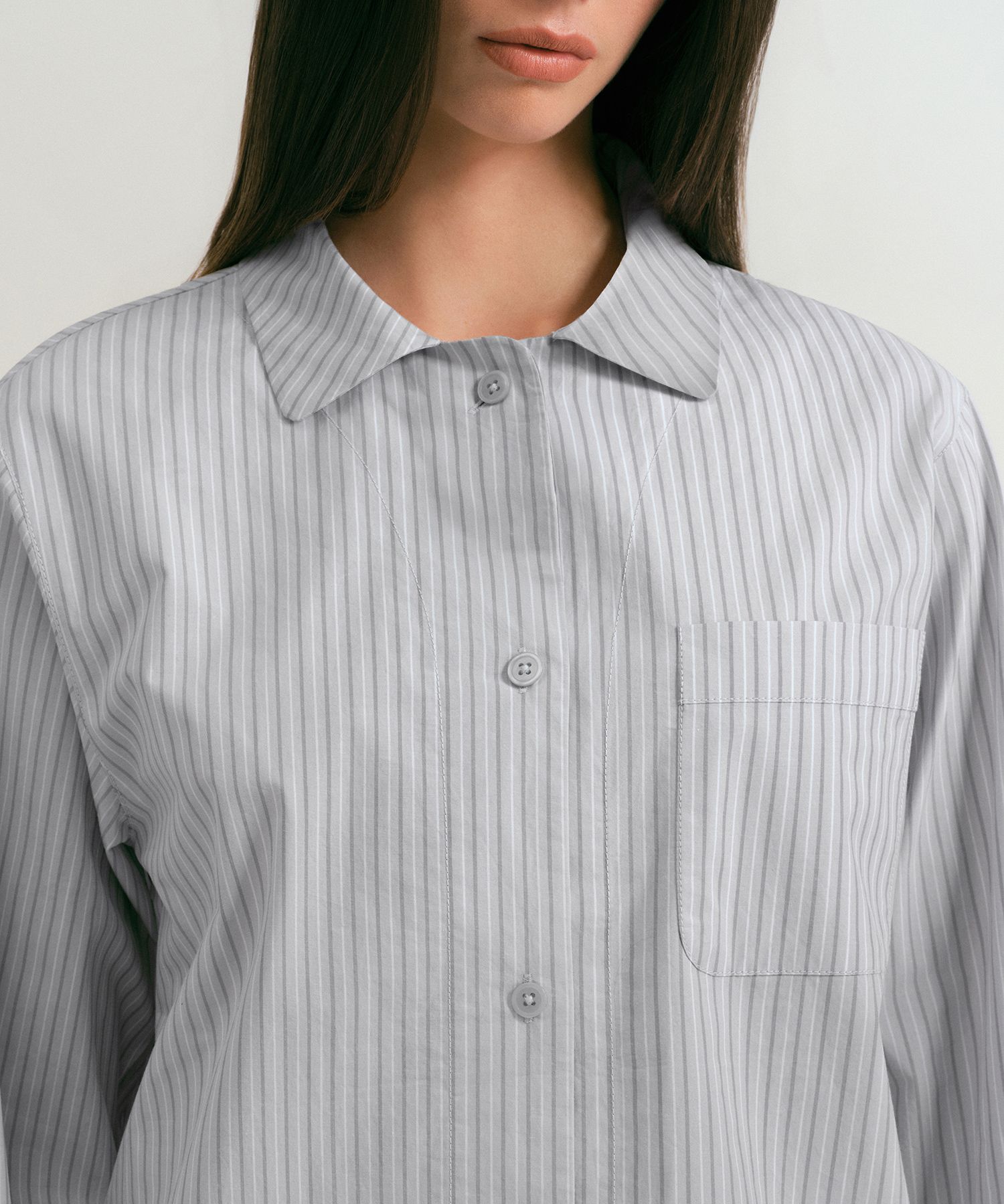 Womens Poplin Pajama Set [Light Gray] thumbnail 6