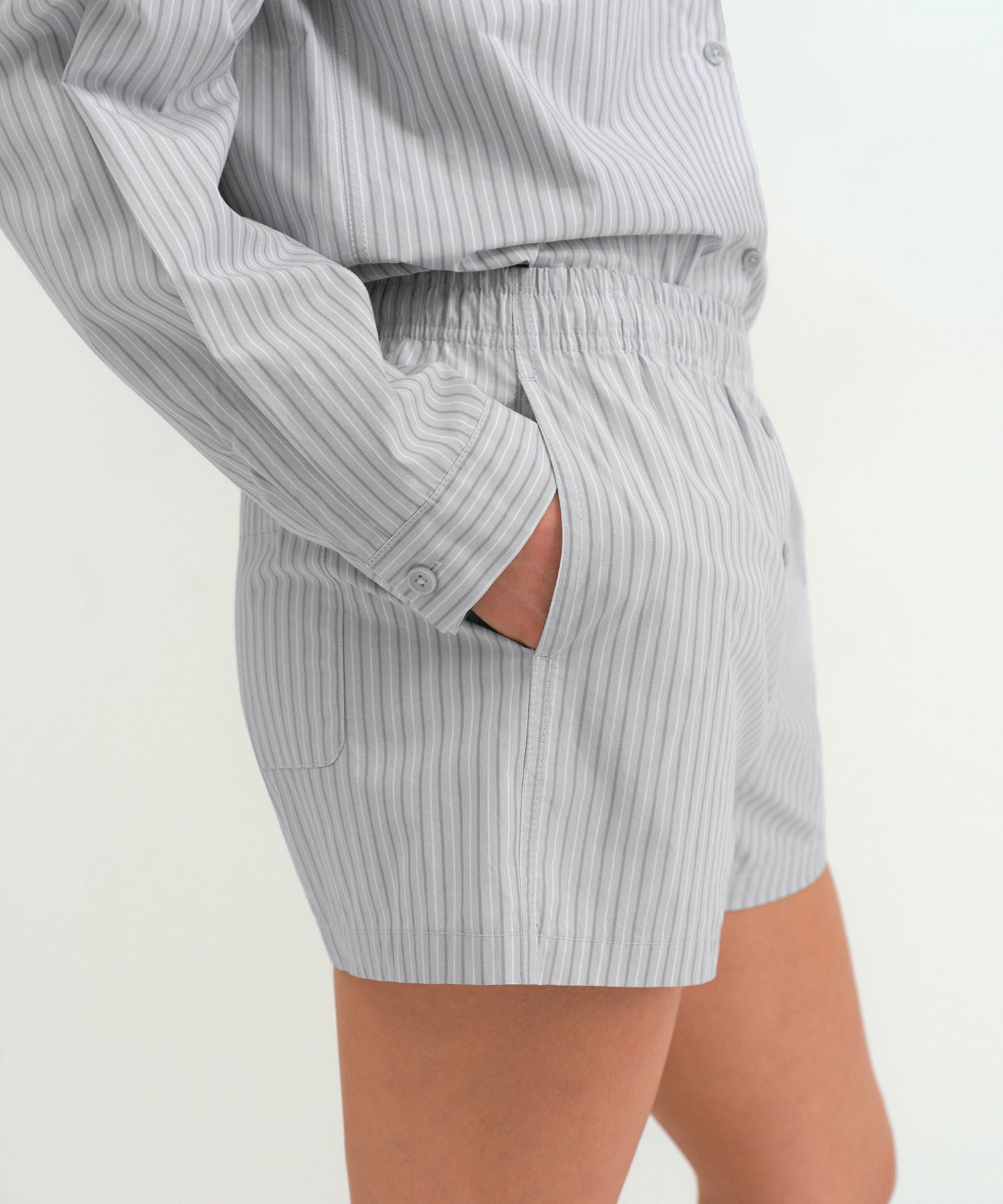Womens Poplin Pajama Set [Light Gray] thumbnail 11