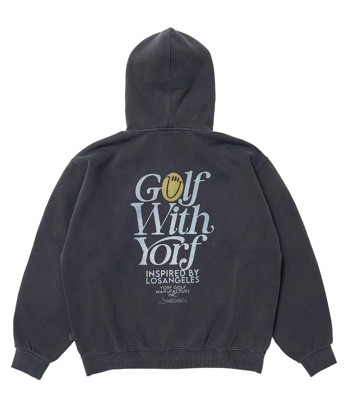 욜프(YORF) YORF ZIP-UP HOODIE PIGMENT DYEING GLORY CHARCOAL 욜프 후드집업 피그먼트 다잉 글로리 차콜