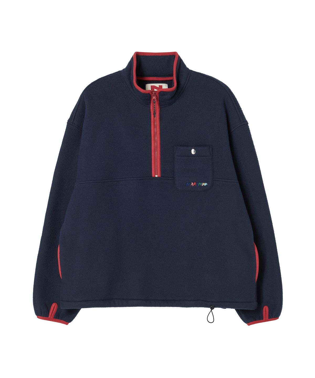 비욘드클로젯(BEYOND CLOSET) [COLLECTION LINE] 레트로 팝 디테일 하프 집업 플리스 네이비