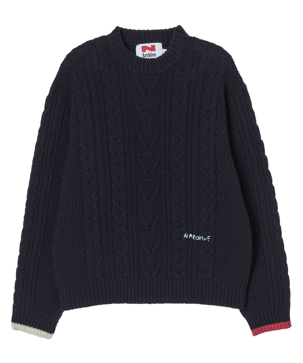 비욘드클로젯(BEYOND CLOSET) [COLLECTION LINE] 호크니 컬러 팔레트 피셔맨 울 니트 네이비