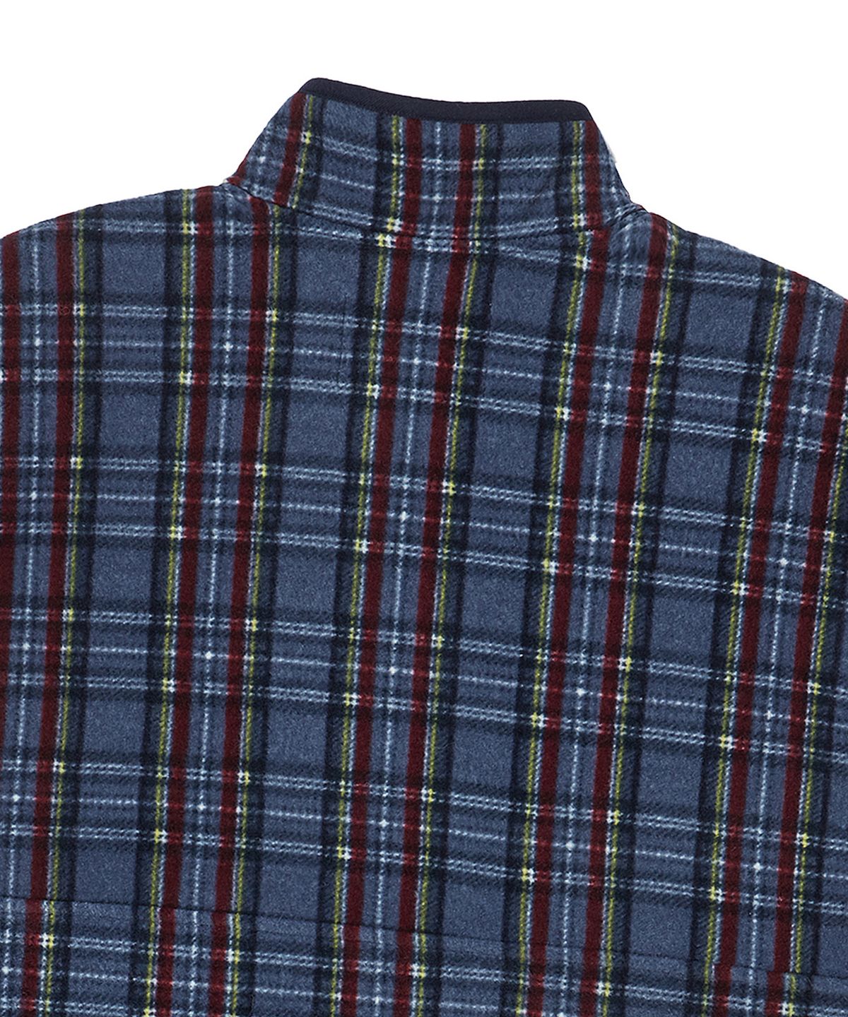 비욘드클로젯(BEYOND CLOSET) [COLLECTION LINE] 레트로 체크 유니크 로고 하프 집업 플리스 네이비