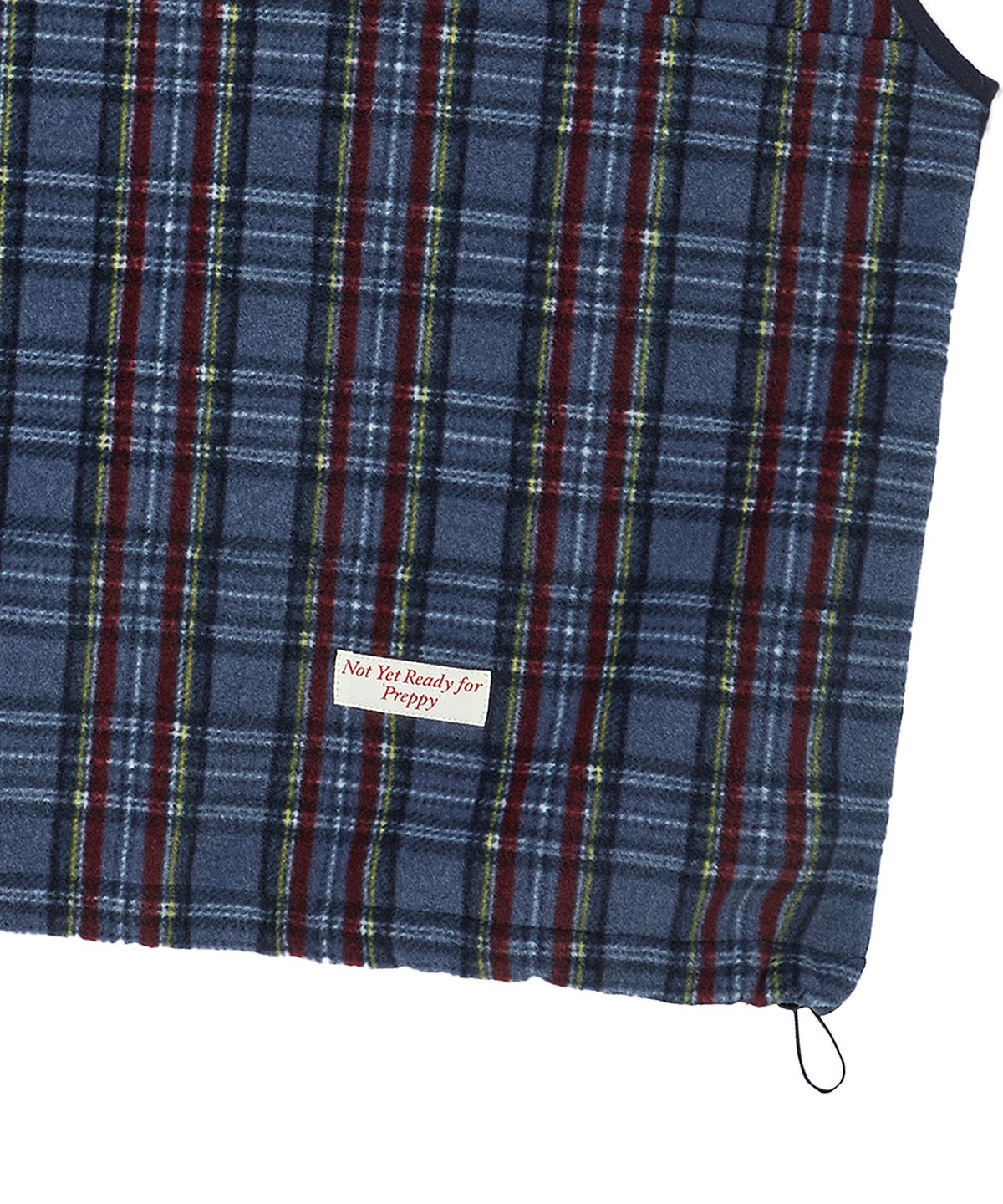 비욘드클로젯(BEYOND CLOSET) [COLLECTION LINE] 레트로 체크 유니크 로고 하프 집업 플리스 네이비