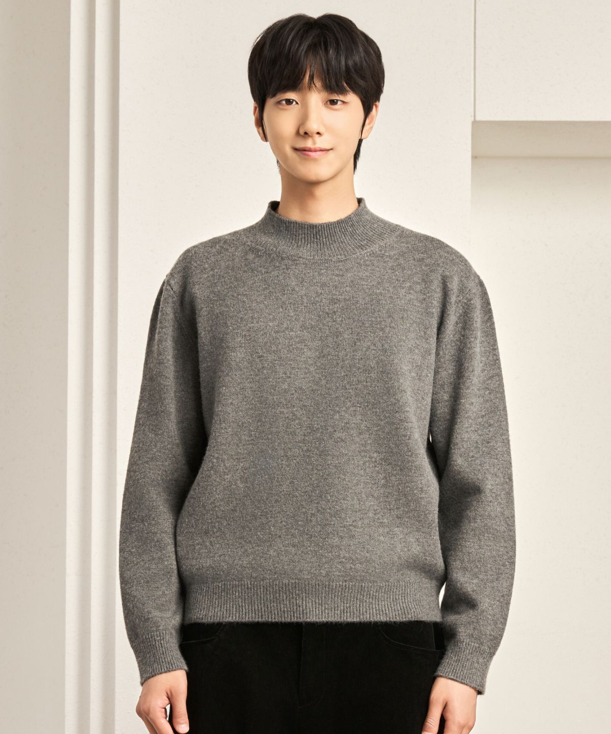 효지(HYOJI) FW 워셔블 소프트 터치 모크넥  크롭 니트 (4컬러)