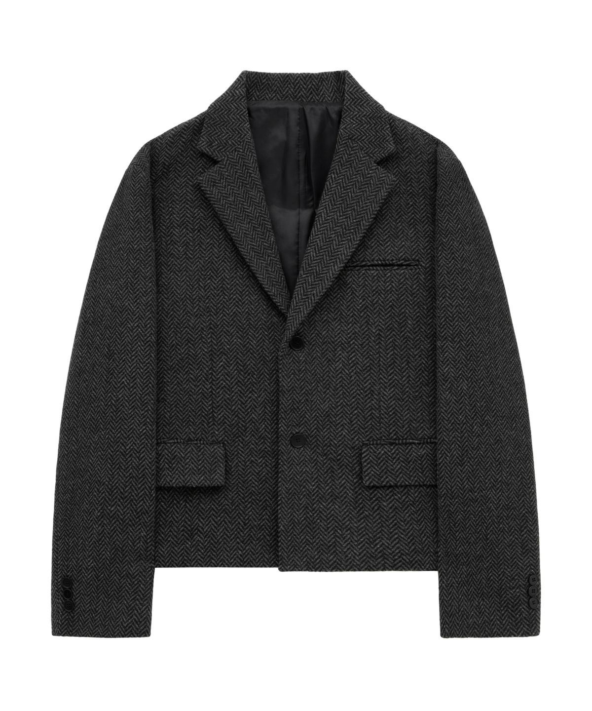 효지(HYOJI) 25 FW 헤링본 투버튼 크롭 블레이저