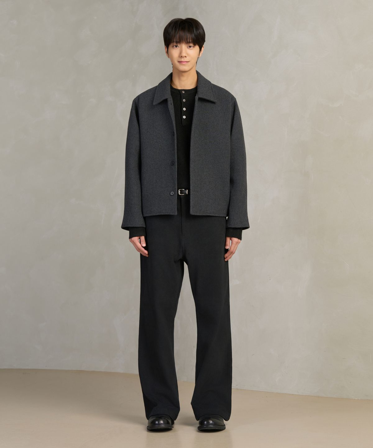 효지(HYOJI) FW 헤링본 울 숏 코트