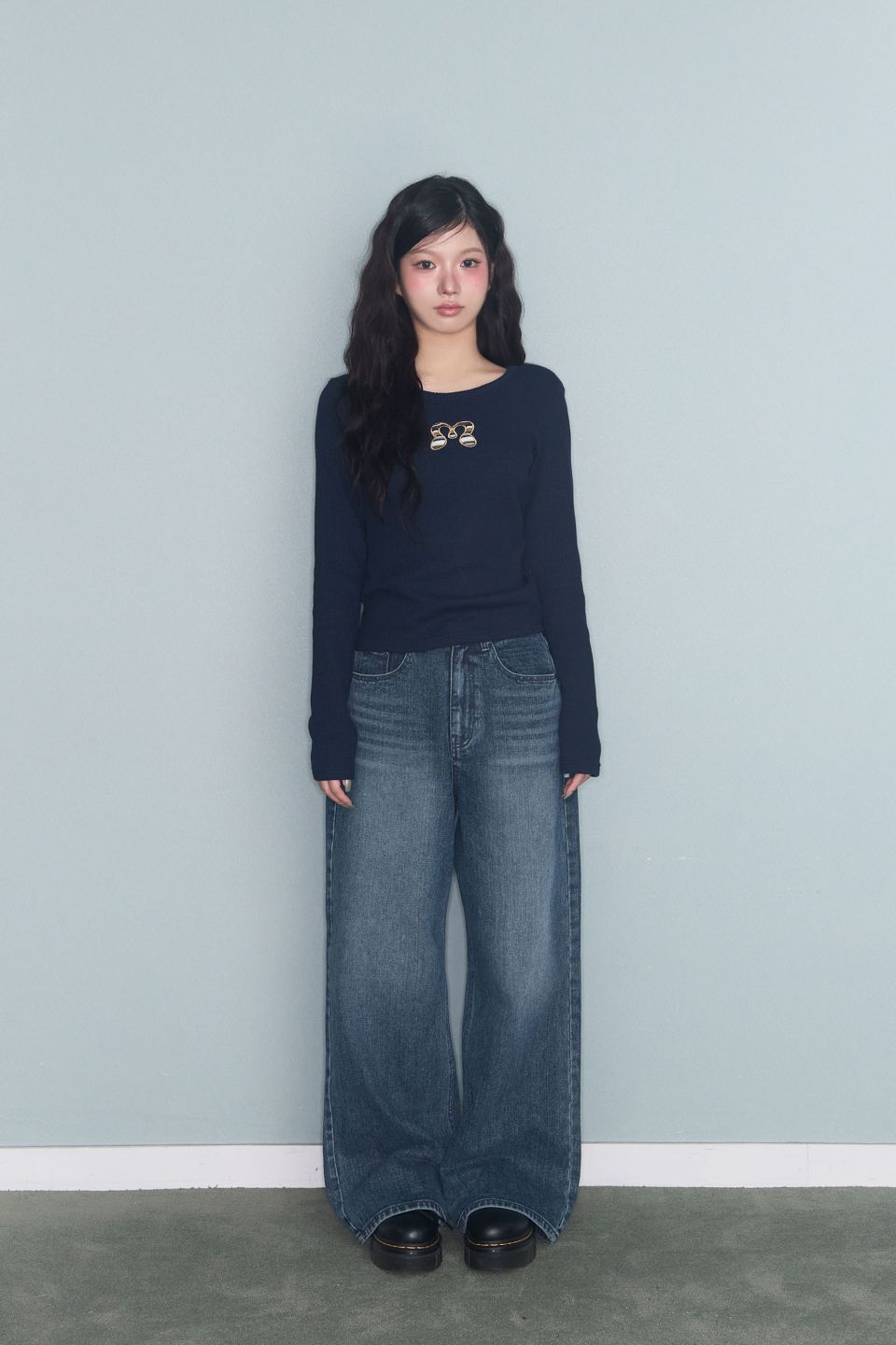 MUSINSA公式 | MIRECO STITCH LINE WIDE DENIM PT BLUE