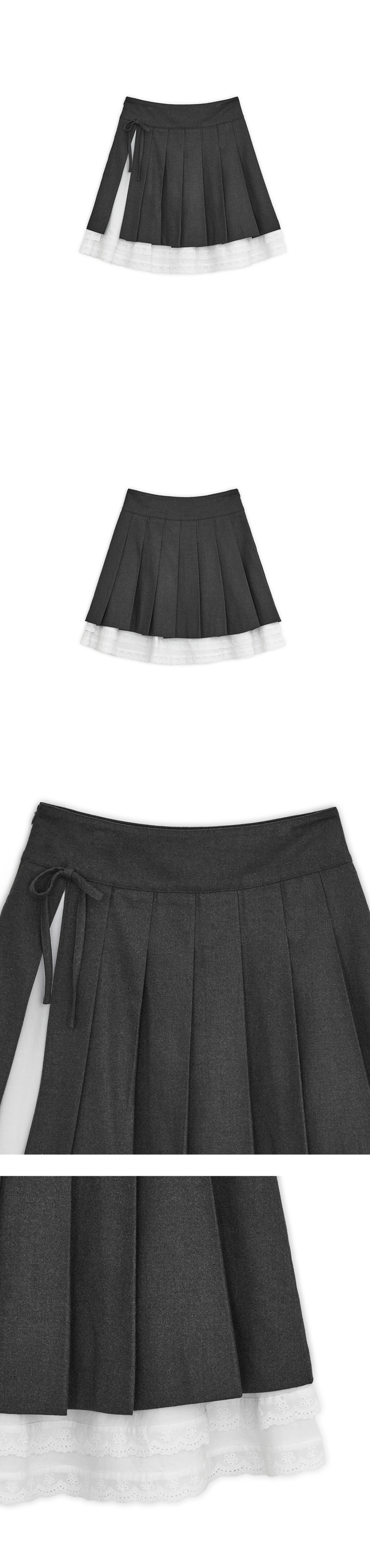 MUSINSA | HUG YOUR SKIN Slit Pleated Midi Skirt (Charcoal)
