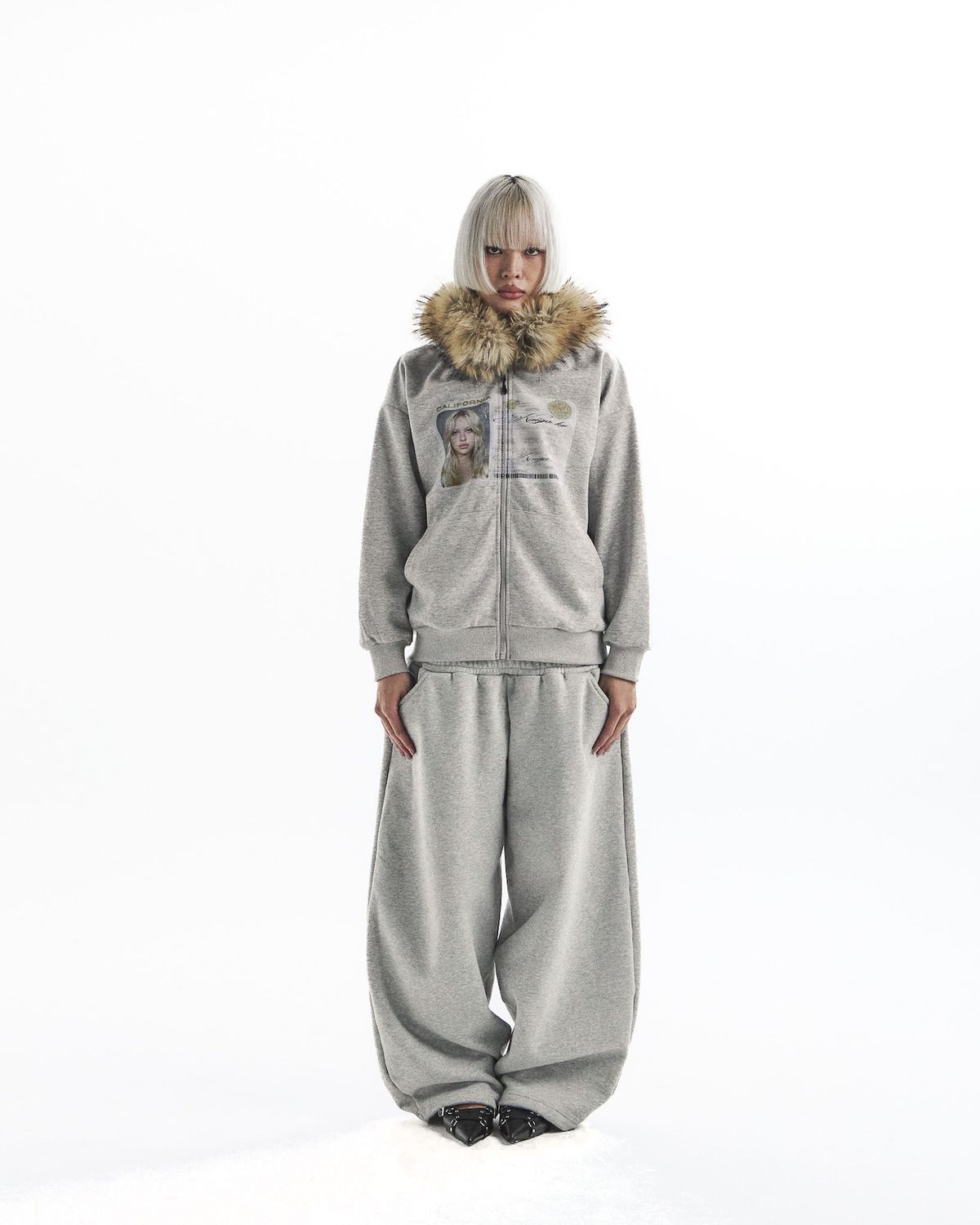 카이야(KAIYA) id card fur hooded zip up-cream