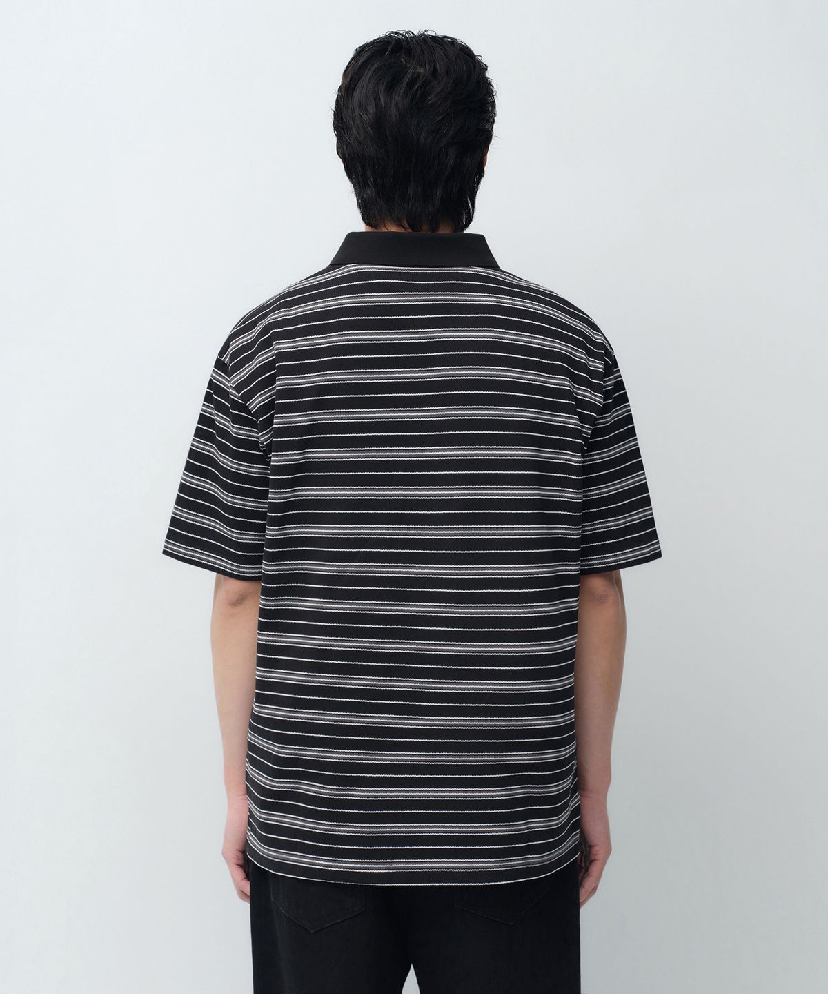 무신사 스탠다드(MUSINSA STANDARD) 멀티 스트라이프 폴로 셔츠 [블랙]
