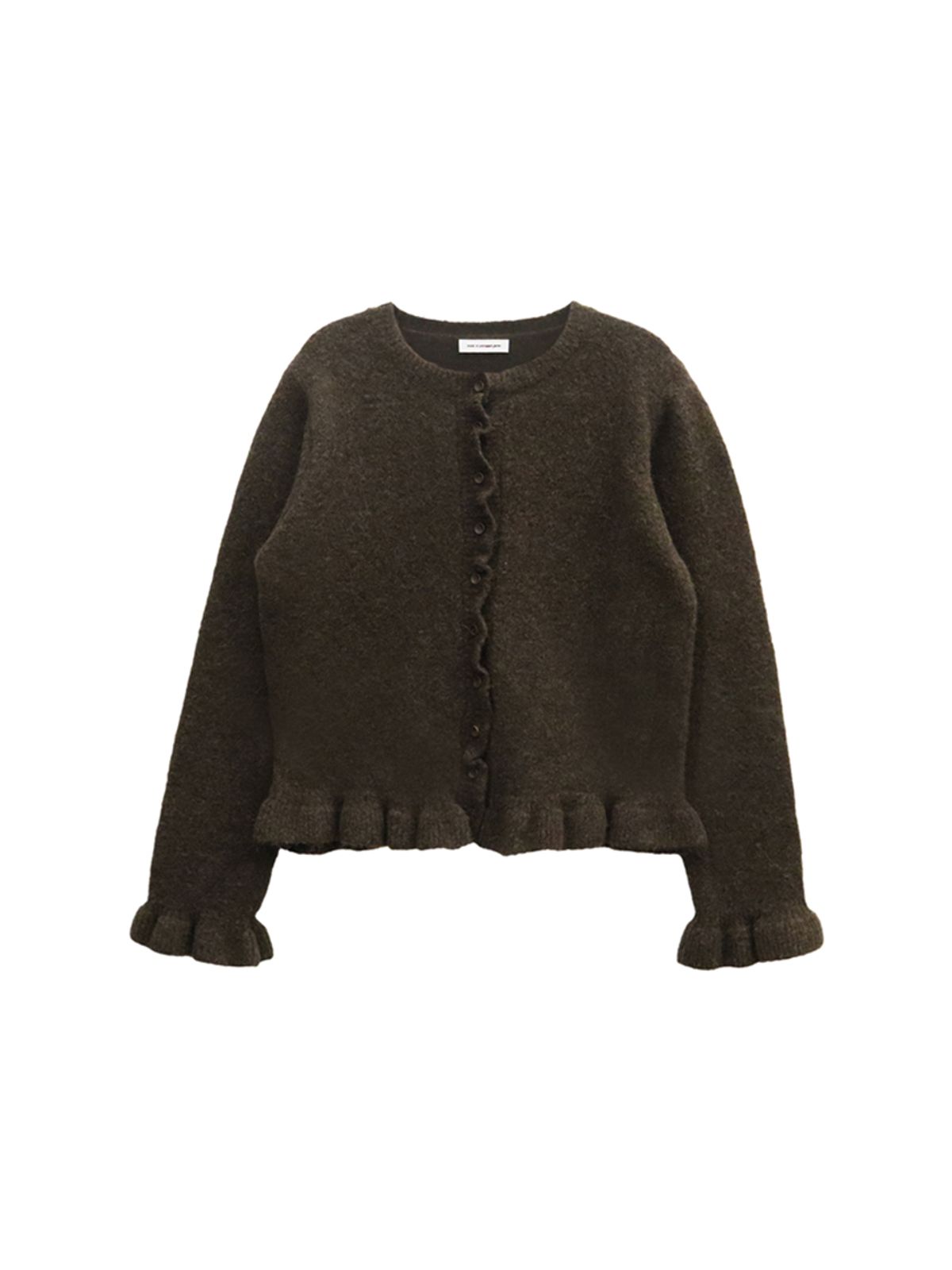 핑크파인애플(PINK PINEAPPLE) FROST FRILL KNIT CARDIGAN_BROWN
