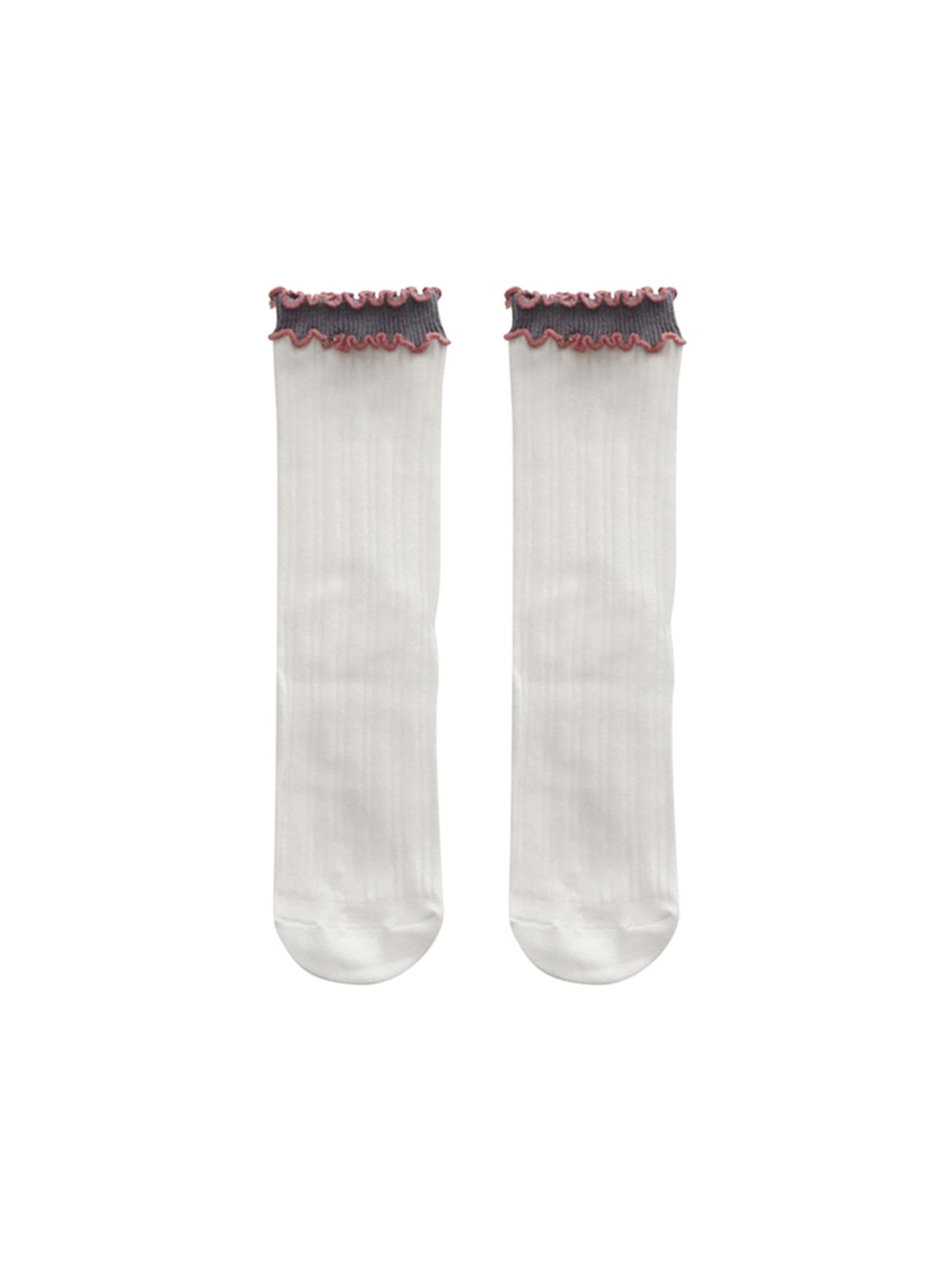 핑크파인애플(PINK PINEAPPLE) [2EA 1SET]RETRO FRILL RIB SOCKS_WHITE