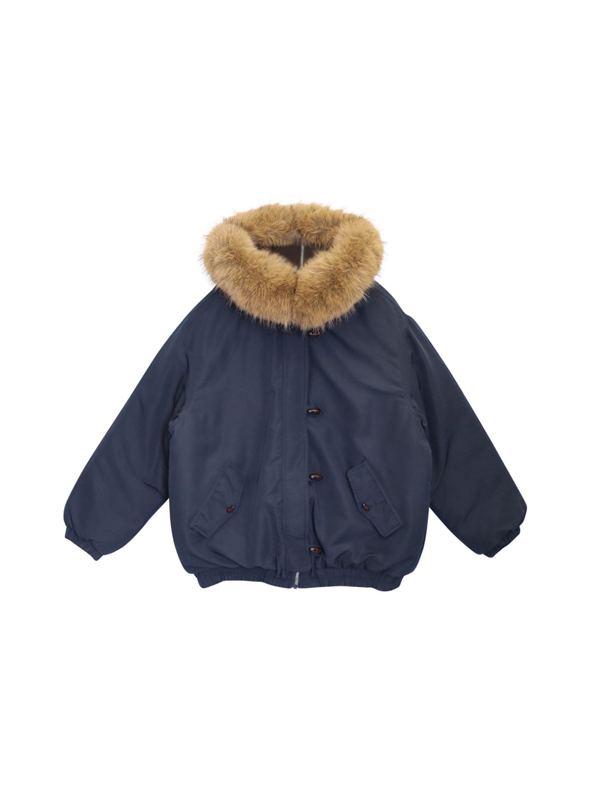핑크파인애플(PINK PINEAPPLE) WINTER FUR HOODED PUFFER JACKET_NAVY