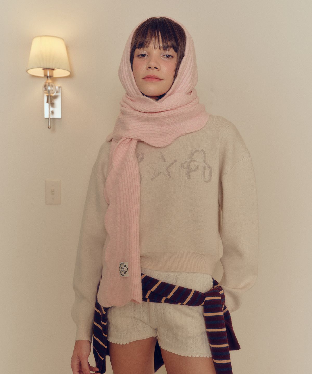 멜리앤로즈(MELLY&ROSE) 웨이브 롱 니트 머플러(310544)_PINK