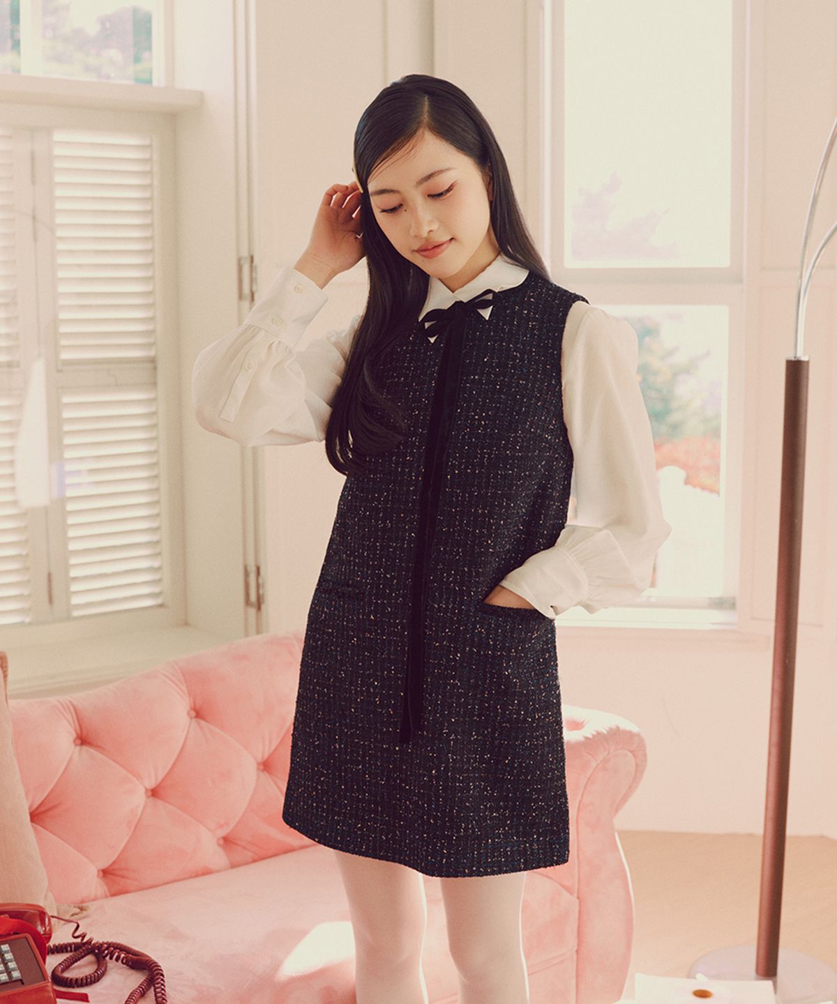 라피네아뜰리에(RAFFINE ATELIER) 클래식 트위드 원피스 블랙