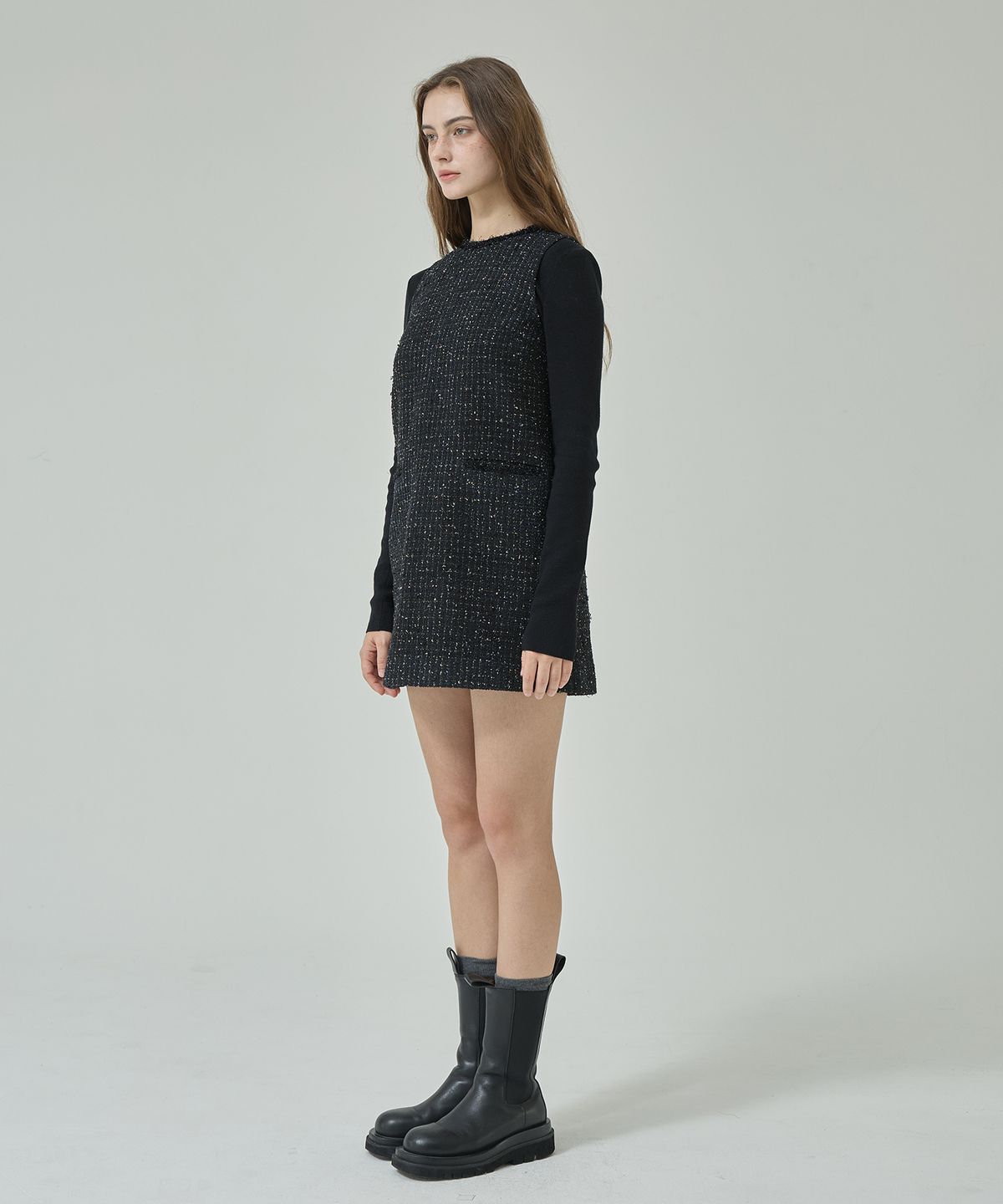 라피네아뜰리에(RAFFINE ATELIER) 클래식 트위드 원피스 블랙