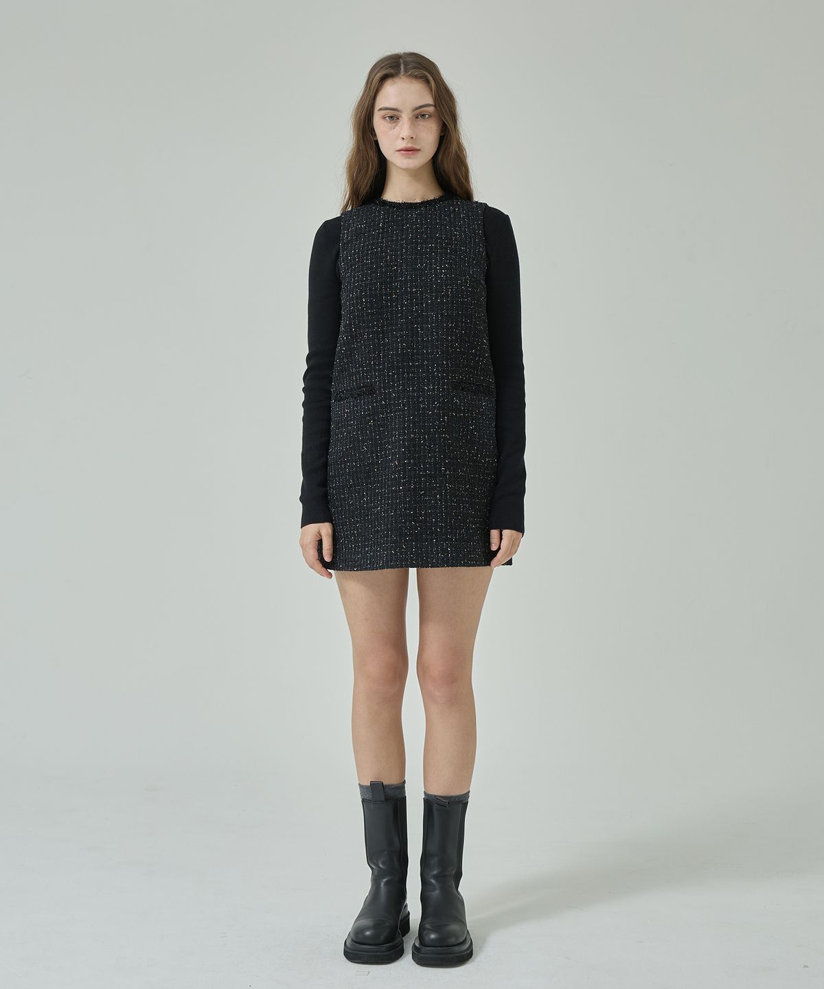 라피네아뜰리에(RAFFINE ATELIER) 클래식 트위드 원피스 블랙