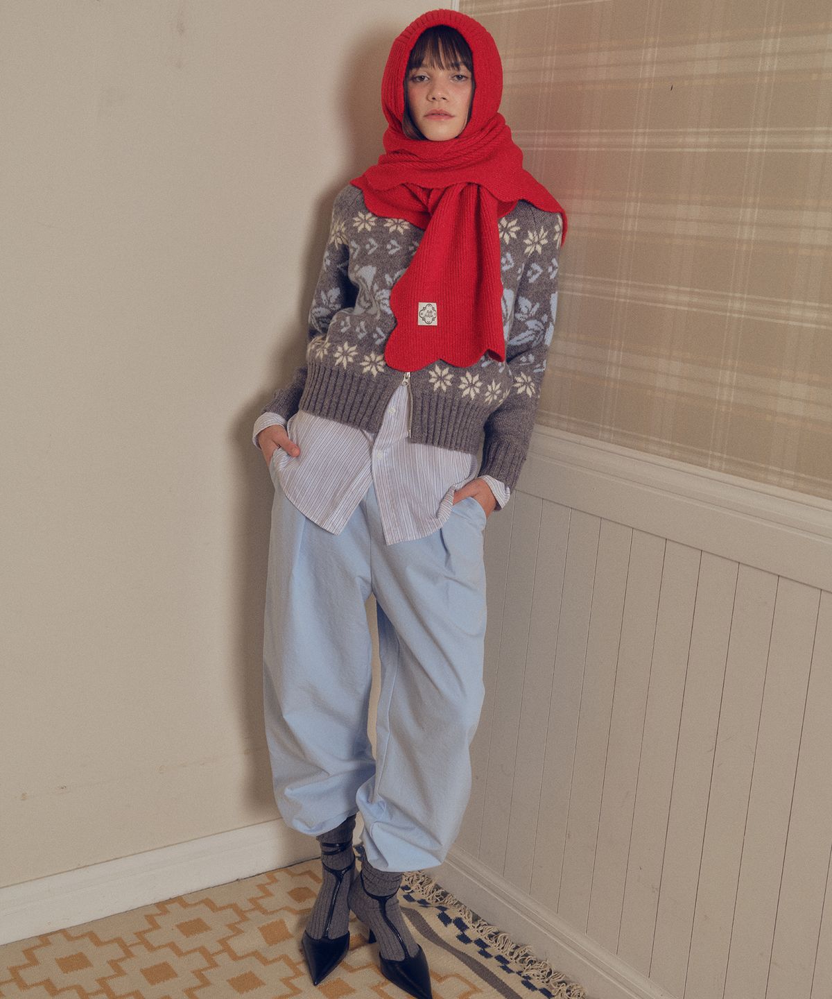 멜리앤로즈(MELLY&ROSE) 웨이브 바라클라바(310543)_RED