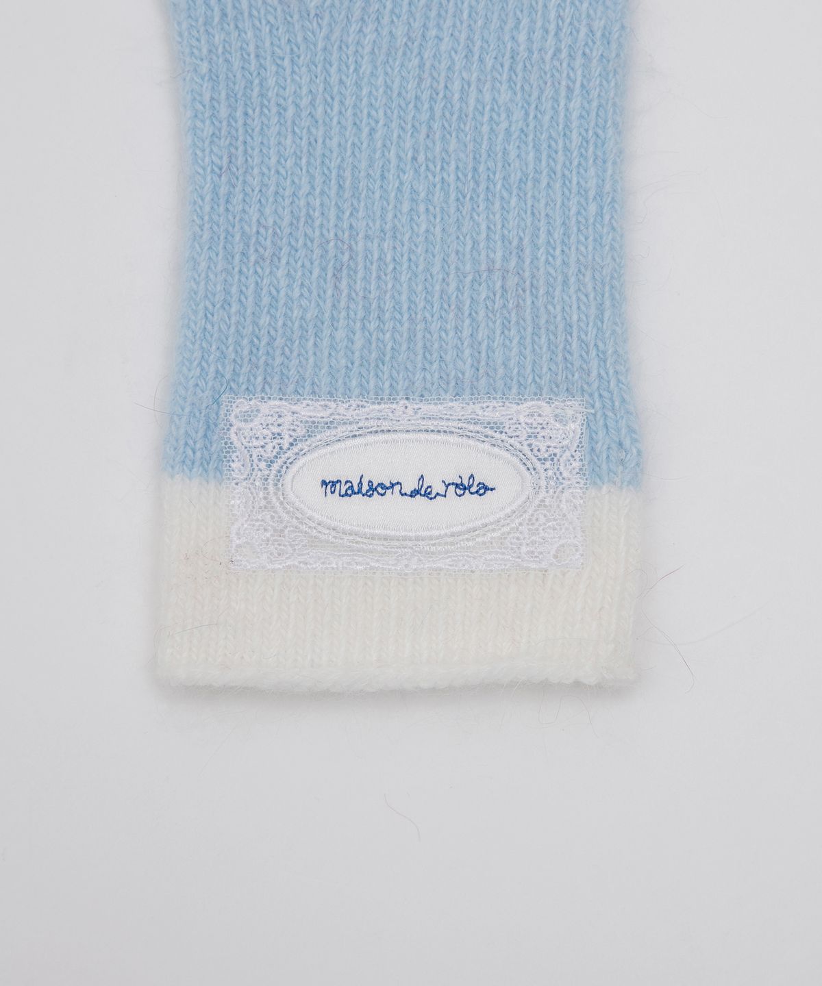 로라로라(ROLAROLA) LACE LABEL TWO-TONE GLOVES SKY