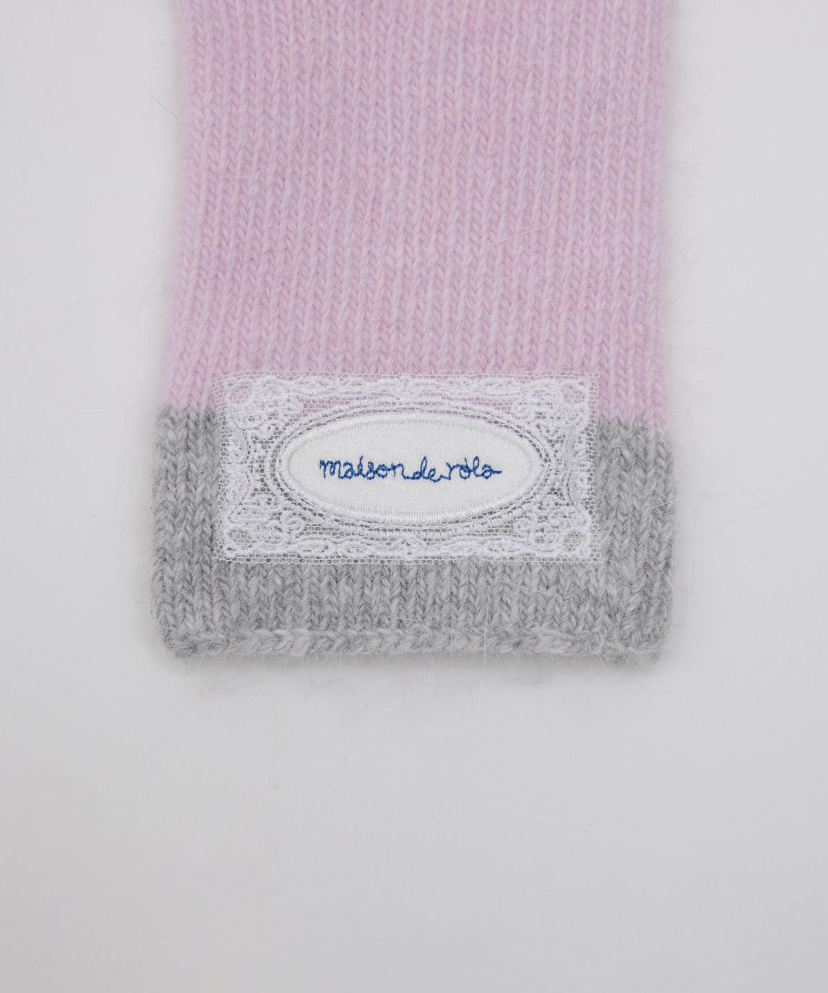 로라로라(ROLAROLA) LACE LABEL TWO-TONE GLOVES PINK