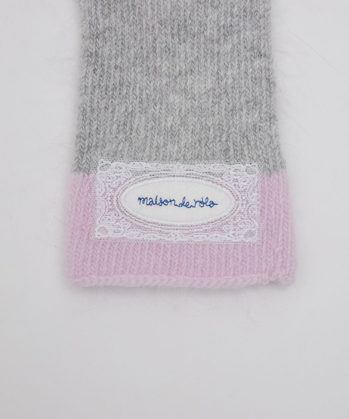 로라로라(ROLAROLA) LACE LABEL TWO-TONE GLOVES MELANGE GRAY