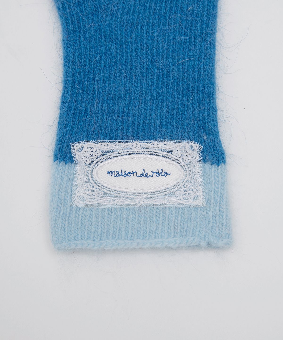 로라로라(ROLAROLA) LACE LABEL TWO-TONE GLOVES BLUE