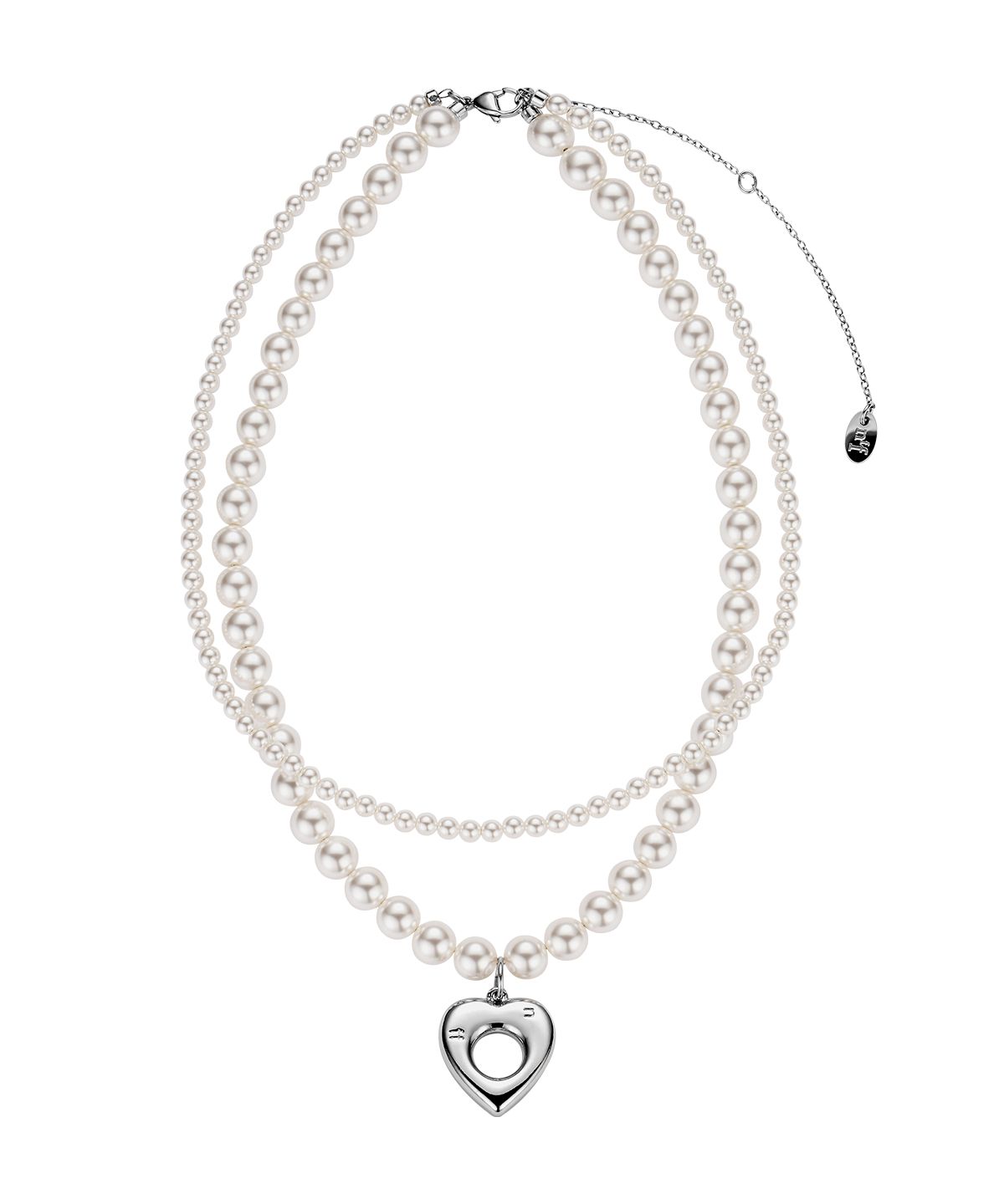 엔프프(NFF) heart double pearl necklace-silver