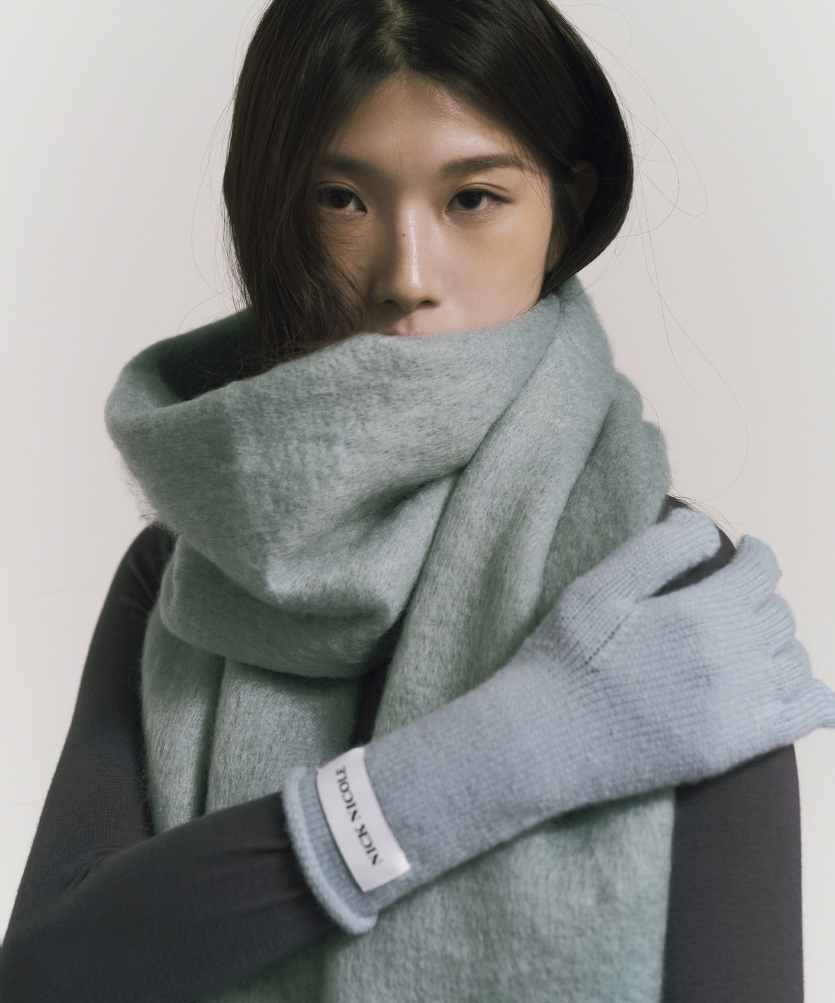 닉앤니콜(NICK&NICOLE) NICOLE RIBBED KNIT GLOVES_SKY BLUE