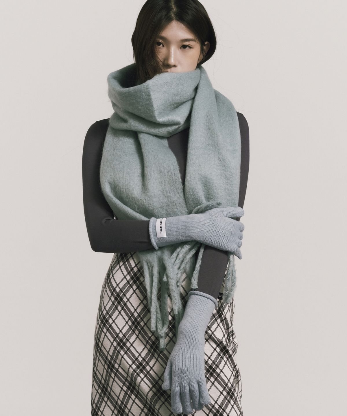 닉앤니콜(NICK&NICOLE) NICOLE RIBBED KNIT GLOVES_SKY BLUE