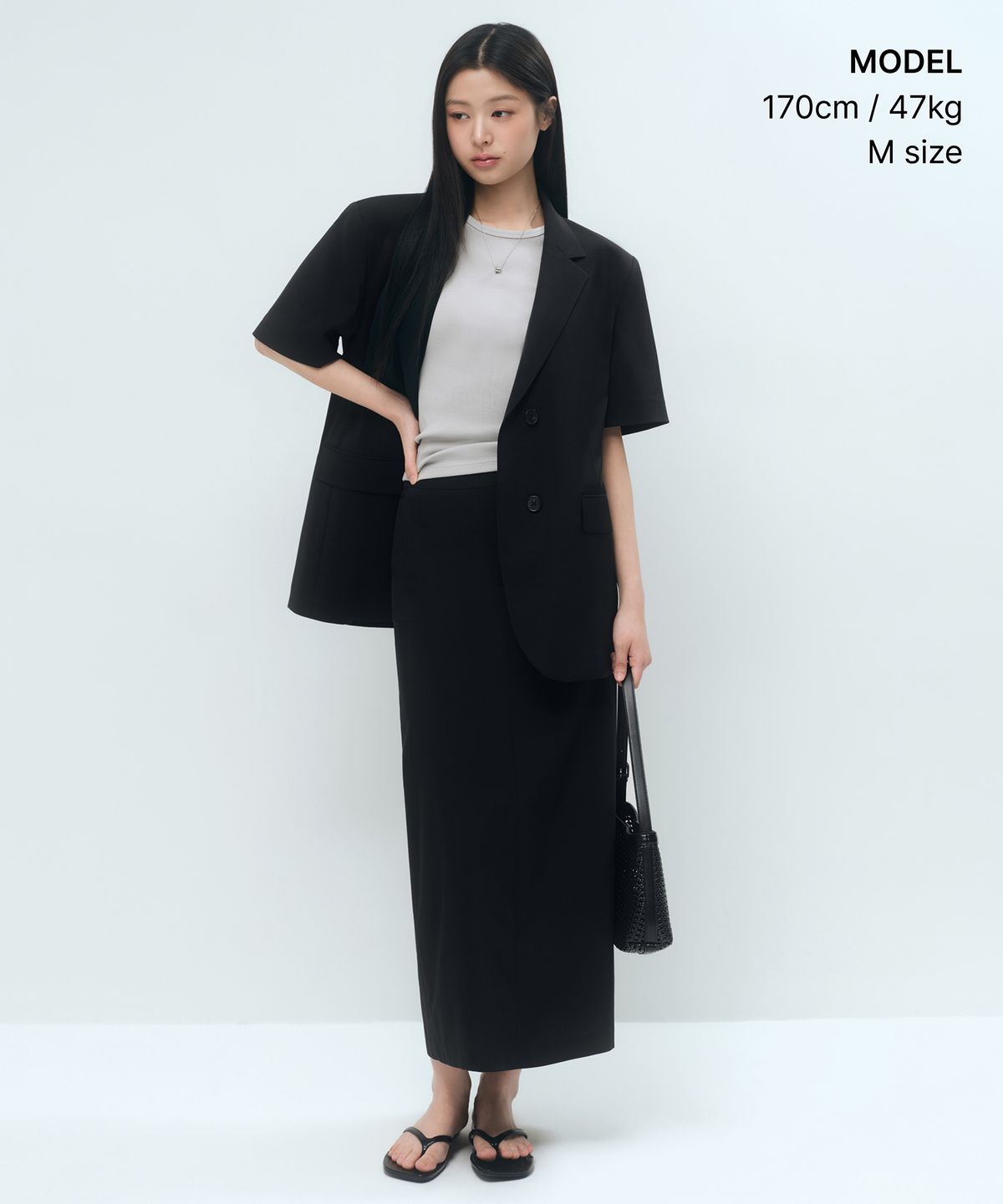 무신사 스탠다드 우먼(MUSINSA STANDARD WOMAN) 우먼즈 슬릭 벨티드 반소매 블레이저 [블랙]