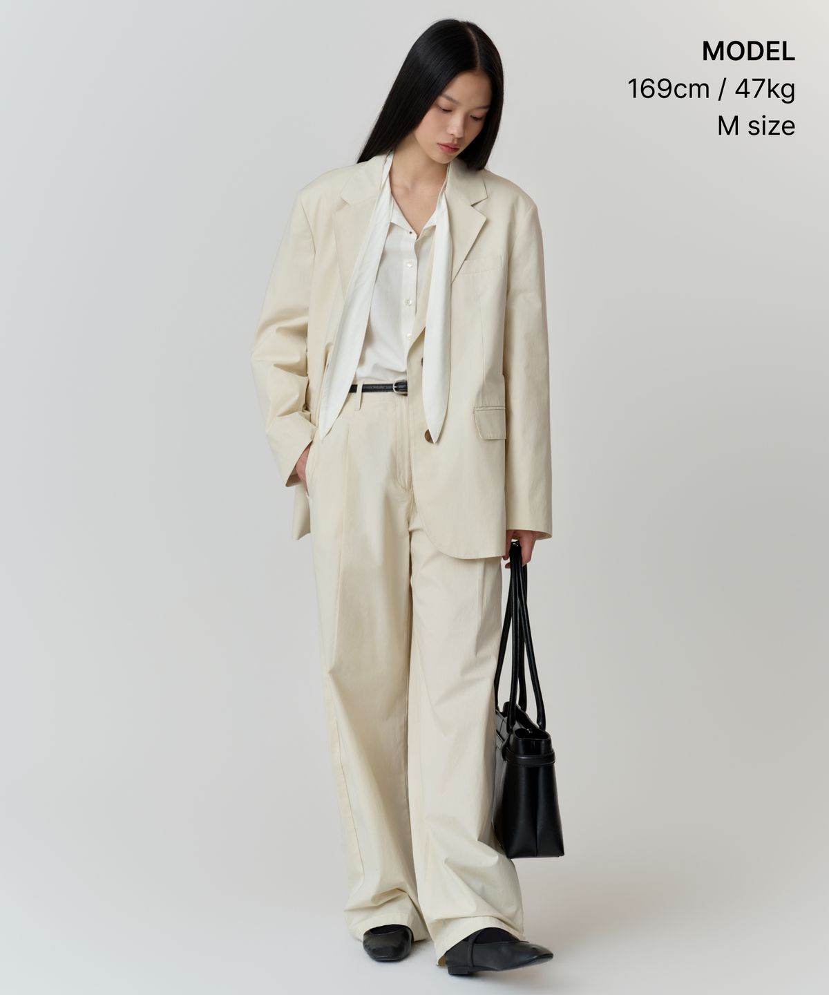무신사 스탠다드 우먼(MUSINSA STANDARD WOMAN) 우먼즈 워시드 코튼 오버사이즈 블레이저 [크림]