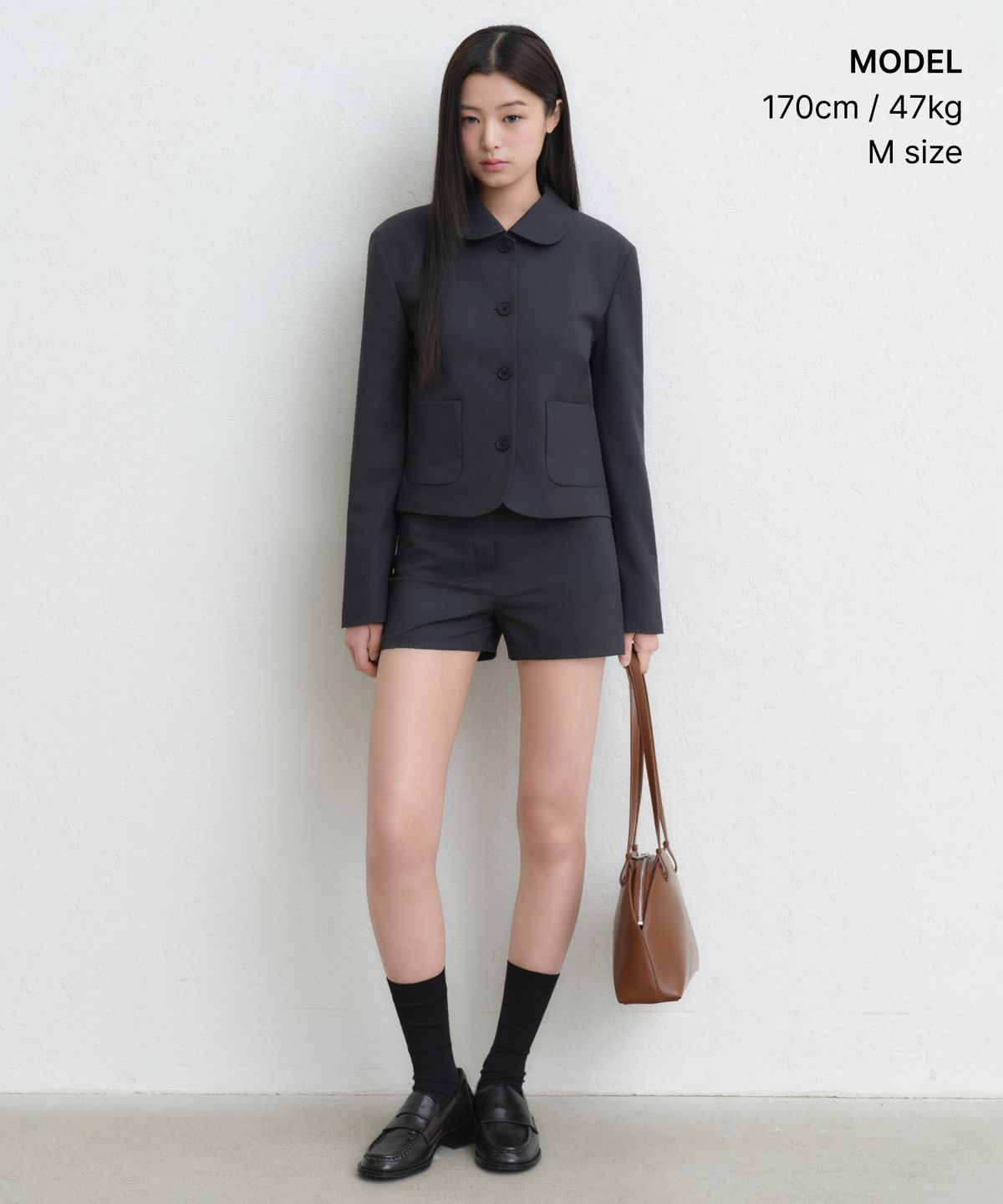 무신사 스탠다드 우먼(MUSINSA STANDARD WOMAN) 우먼즈 라운드 칼라 숏 블레이저 [그레이]