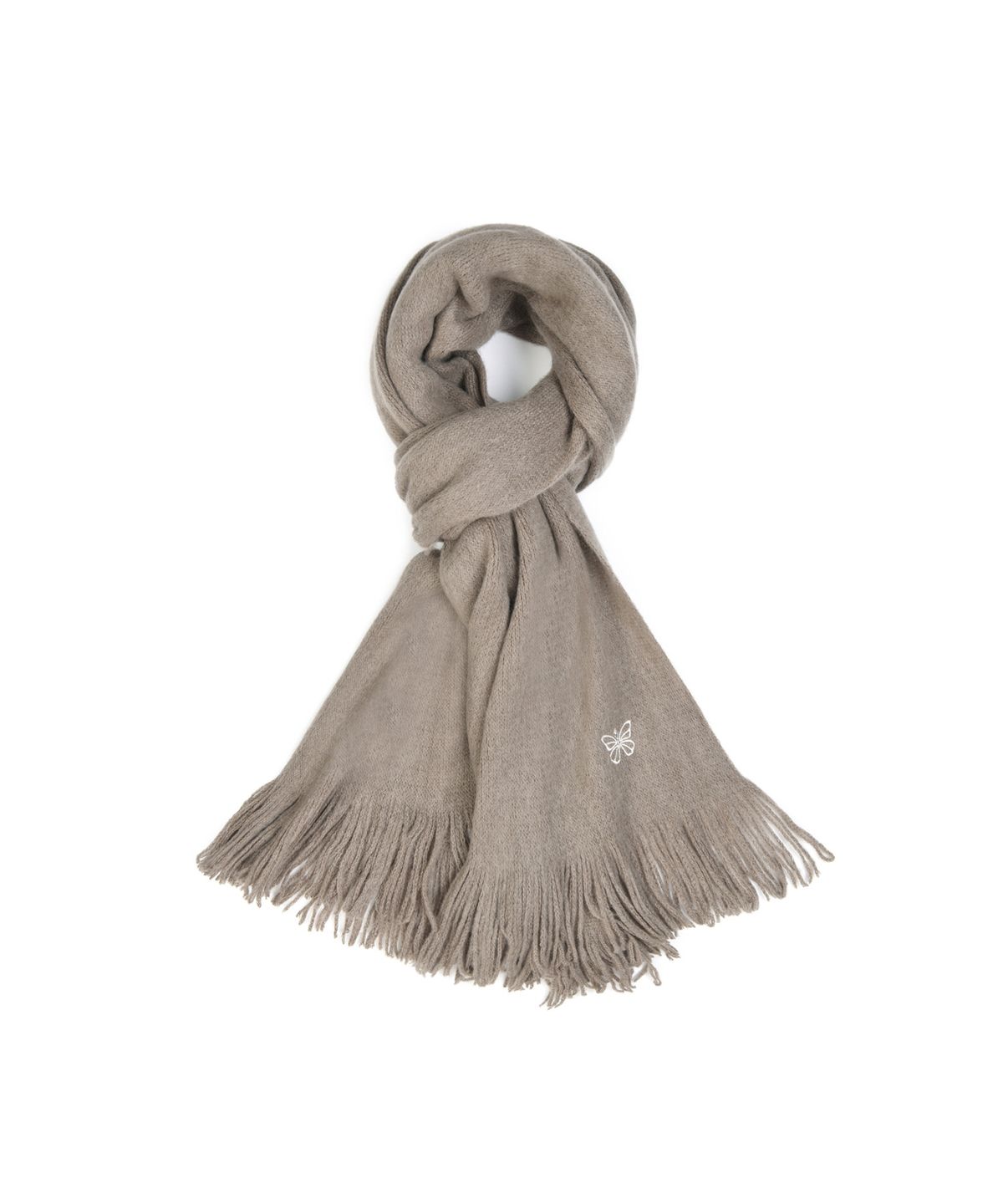 닉앤니콜(NICK&NICOLE) BUTTERFLY EMBROIDERED FRINGE MUFFLER_BROWN