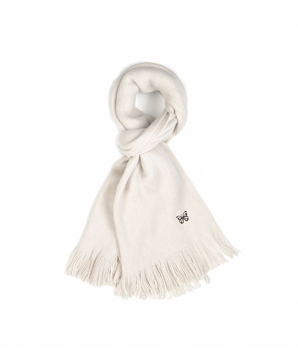 닉앤니콜(NICK&NICOLE) BUTTERFLY EMBROIDERED FRINGE MUFFLER_IVORY
