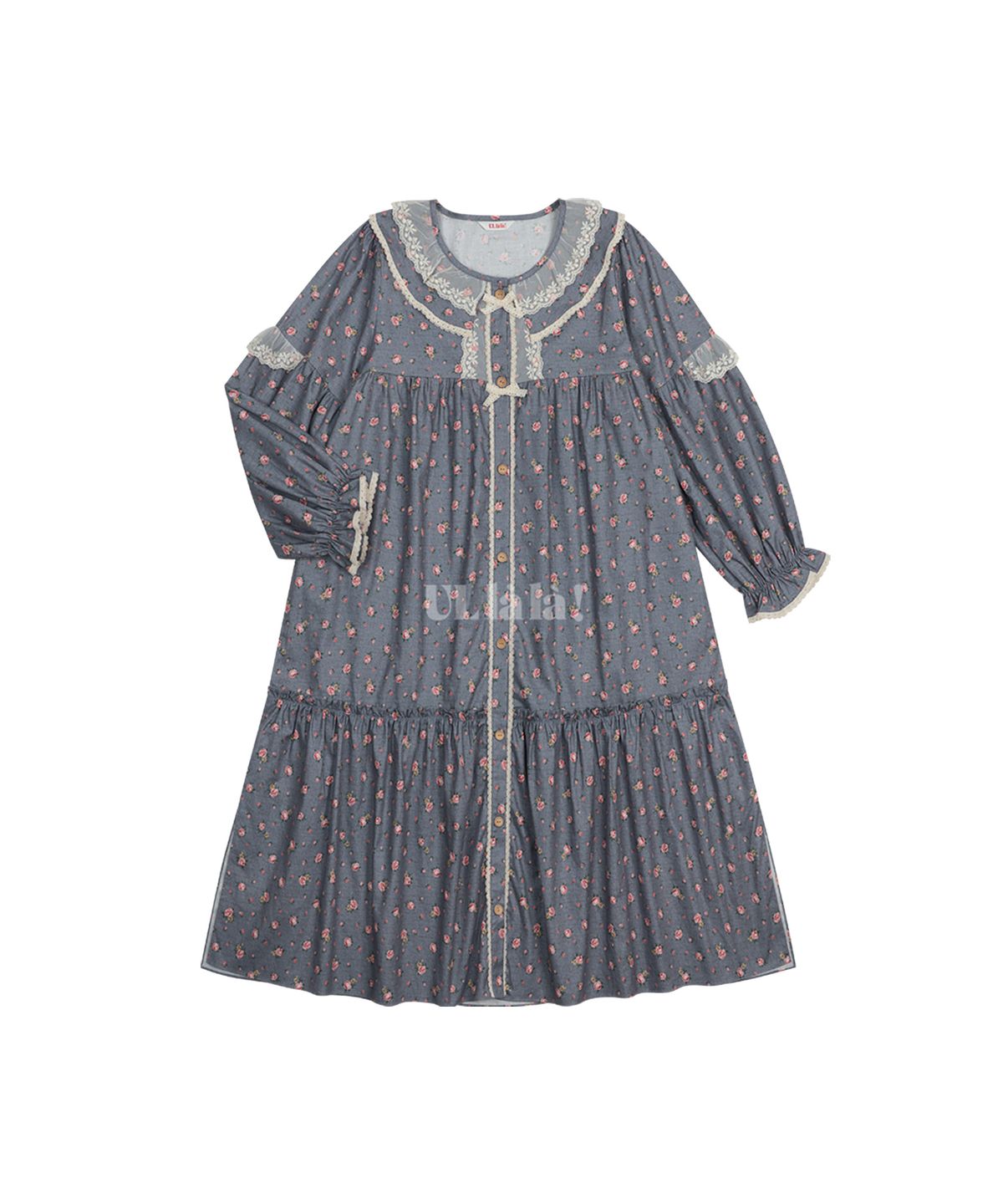 울랄라파자마(ULLALA PAJAMAS) 앤의 꽃말 긴팔 원피스 그레이 (30수)