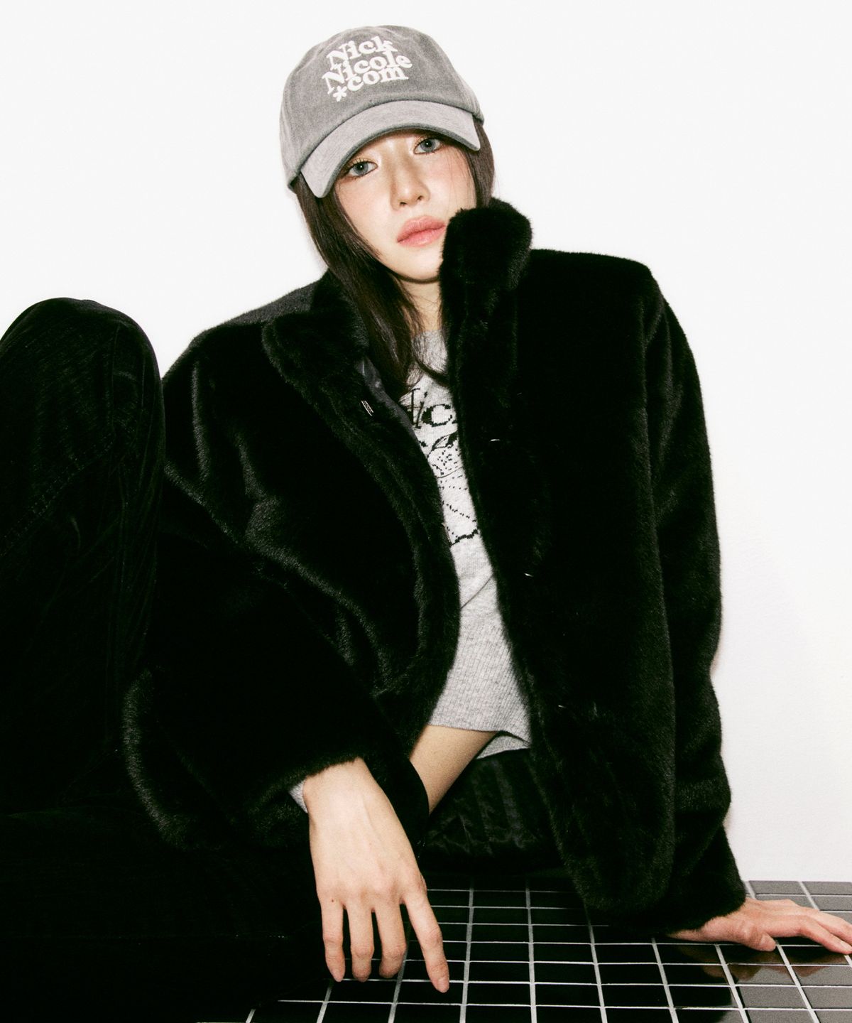닉앤니콜(NICK&NICOLE) NN DOTCOM SIGNATURE BALL CAP_DENIM CHARCOAL CREAM