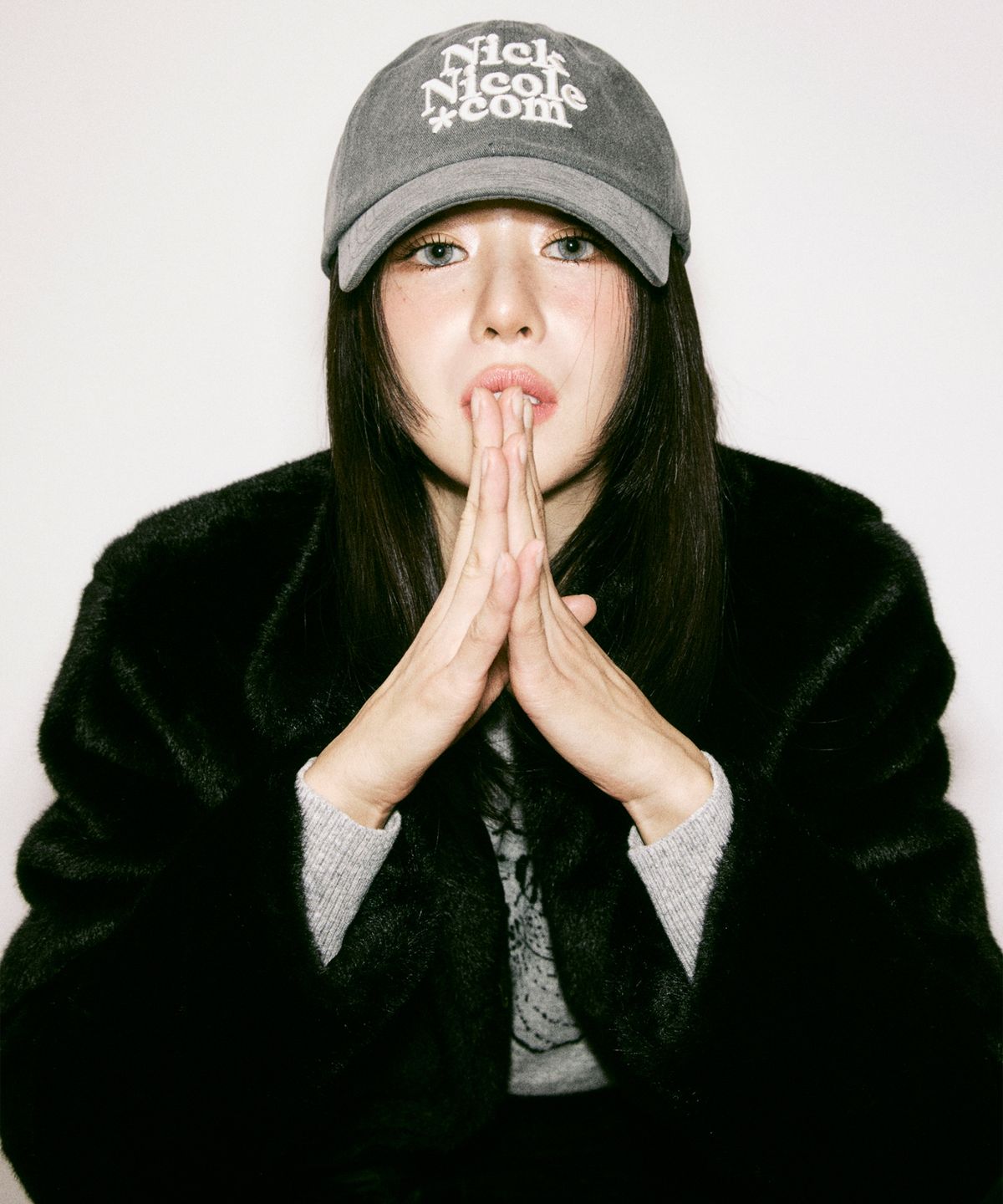 닉앤니콜(NICK&NICOLE) NN DOTCOM SIGNATURE BALL CAP_DENIM CHARCOAL CREAM