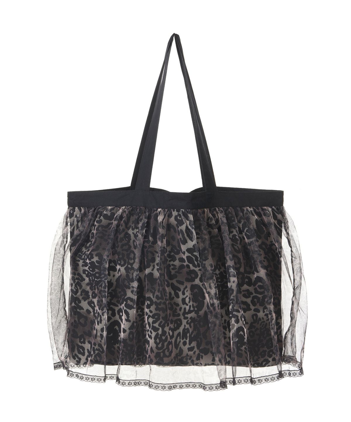 닉앤니콜(NICK&NICOLE) LEOPARD TULE LAYER TOTE BAG_BLACK