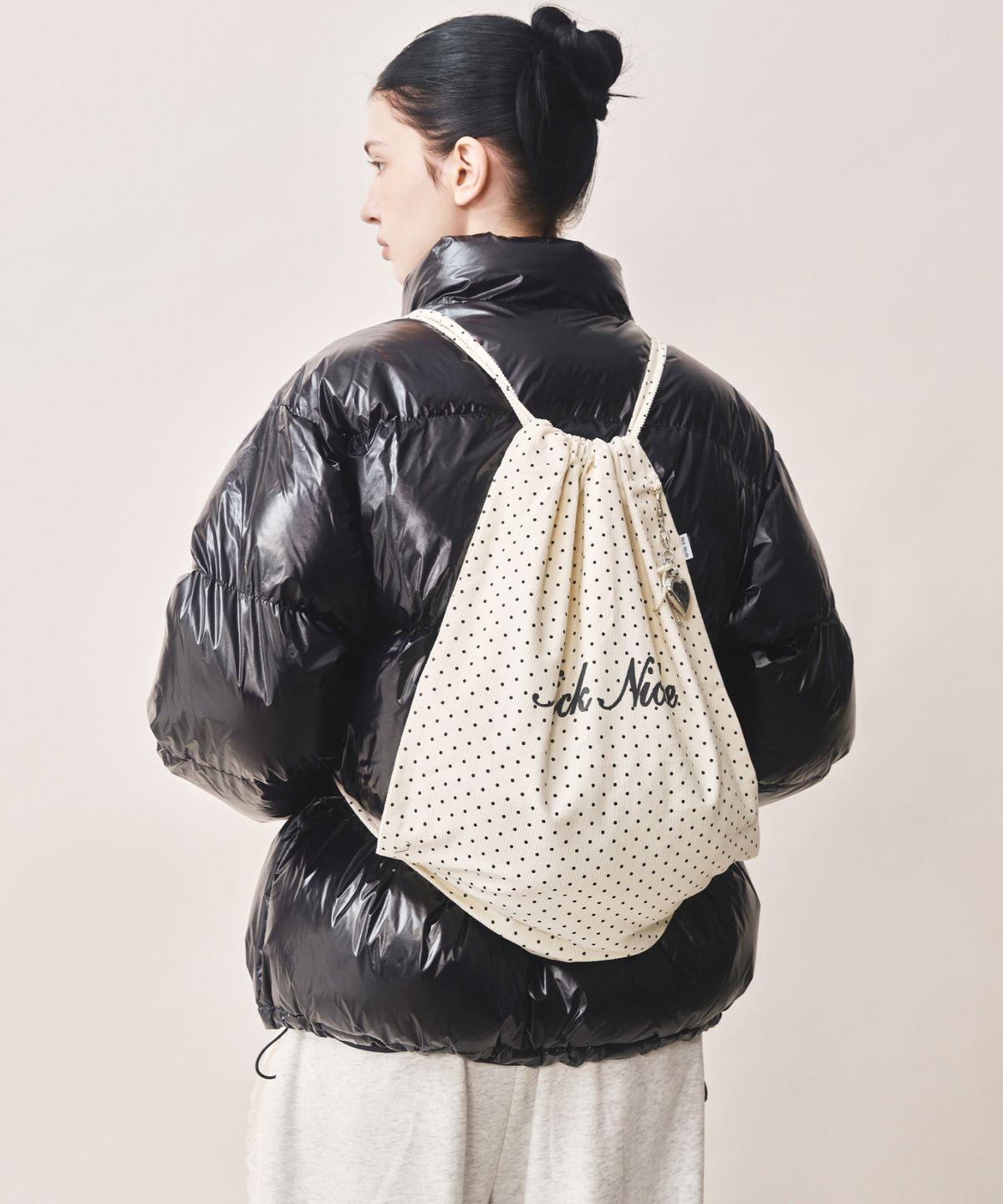 닉앤니콜(NICK&NICOLE) NICOLE POLKA DOT STRING BACKPACK_IVORY